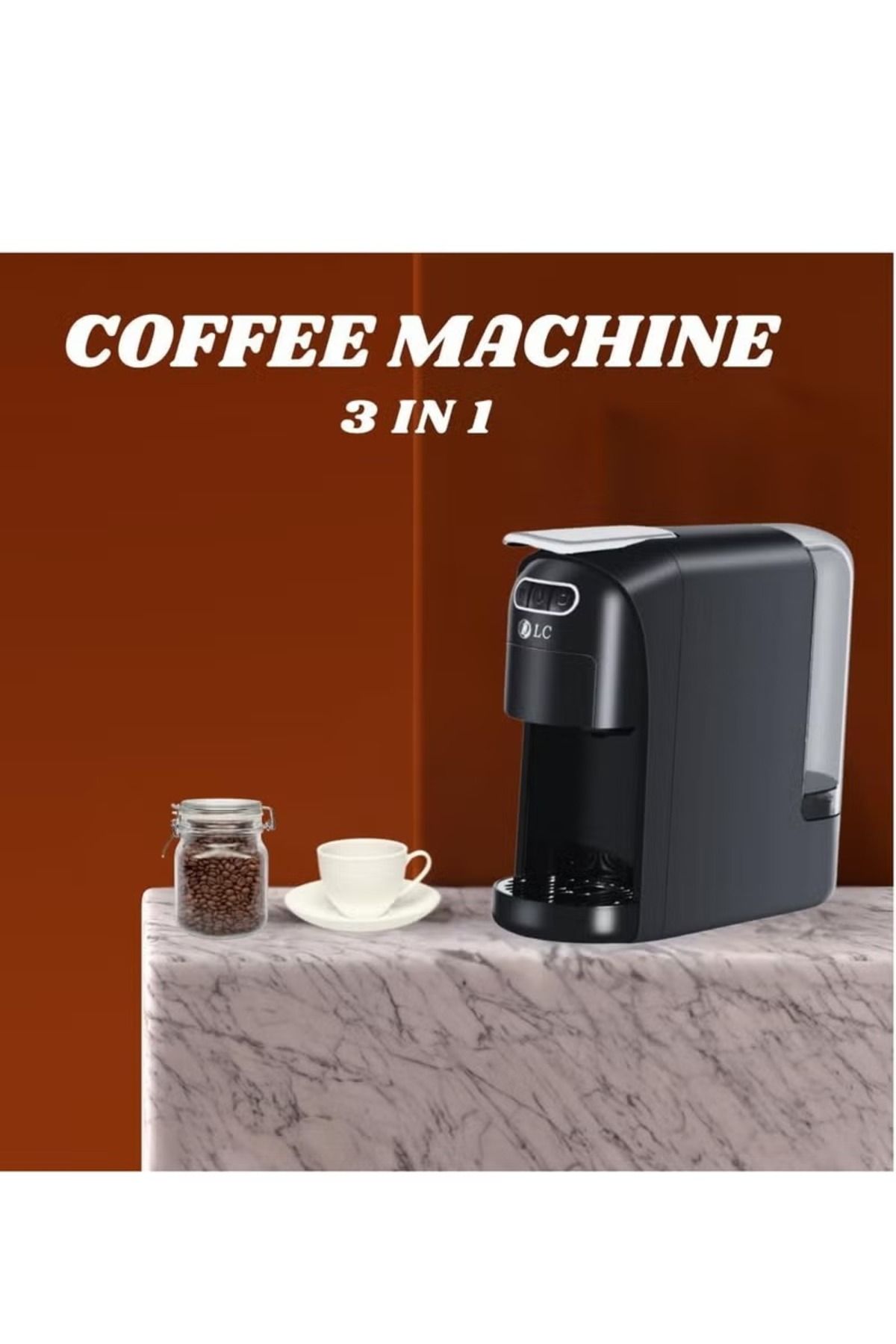 DLC-3-in-1 Coffee Machine (700ml, 1400W) – 15 Bar Pressure, Compact, Durable & Easy to Use black 5