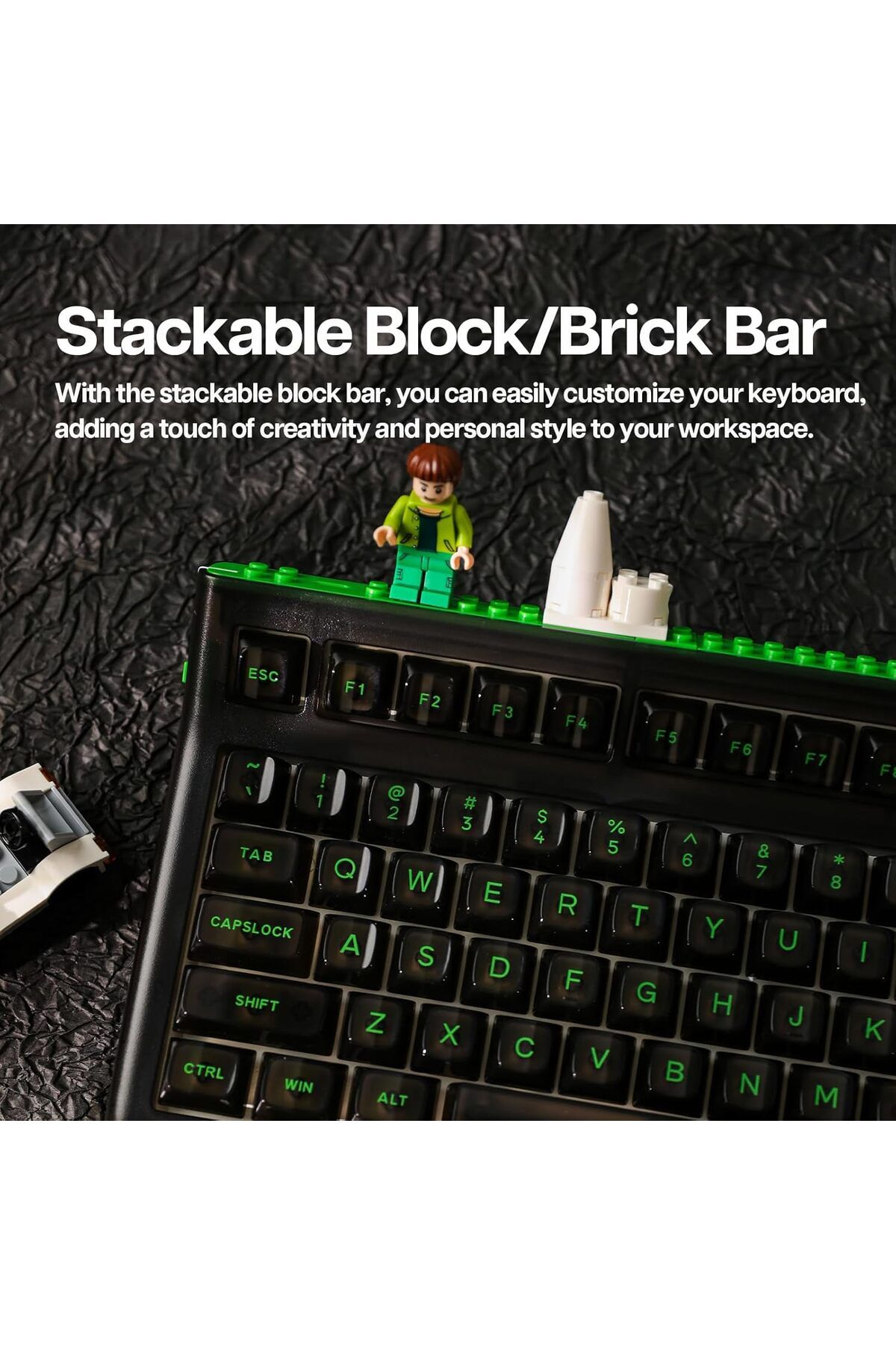 Epomaker-Brick 87 Tri-Mode TKL Mechanical Keyboard with Stackable Block Bar, Thumb-scroll Knobs, Hot 5