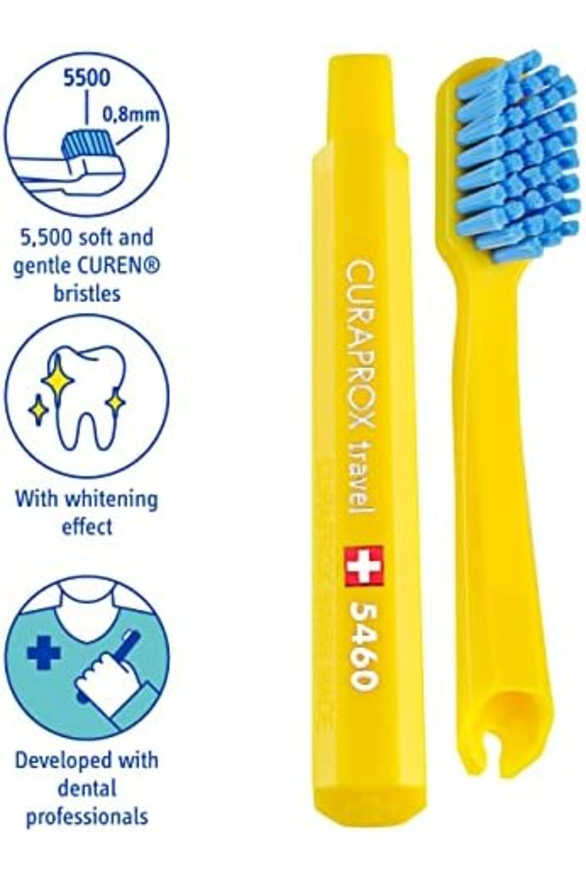 Curaprox-مجموعة سفر عشوائية تتضمن فرشاة أسنان للسفر CS 5460، ومعجون أسنان Be You 10 مل، وCPS Prime 07 5