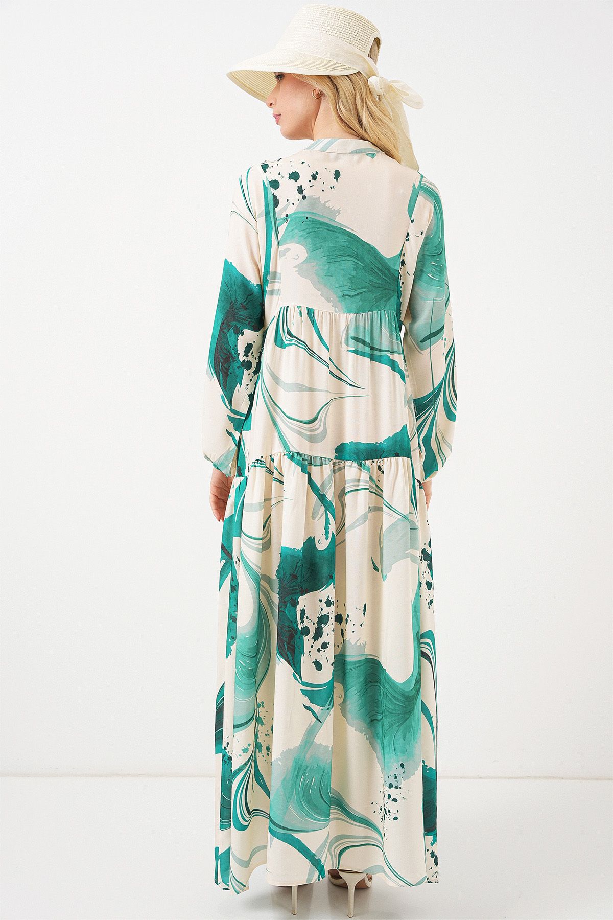 Bigdart-Rochie lungă hijab cu model pentru femei 2585 - verde smarald 6