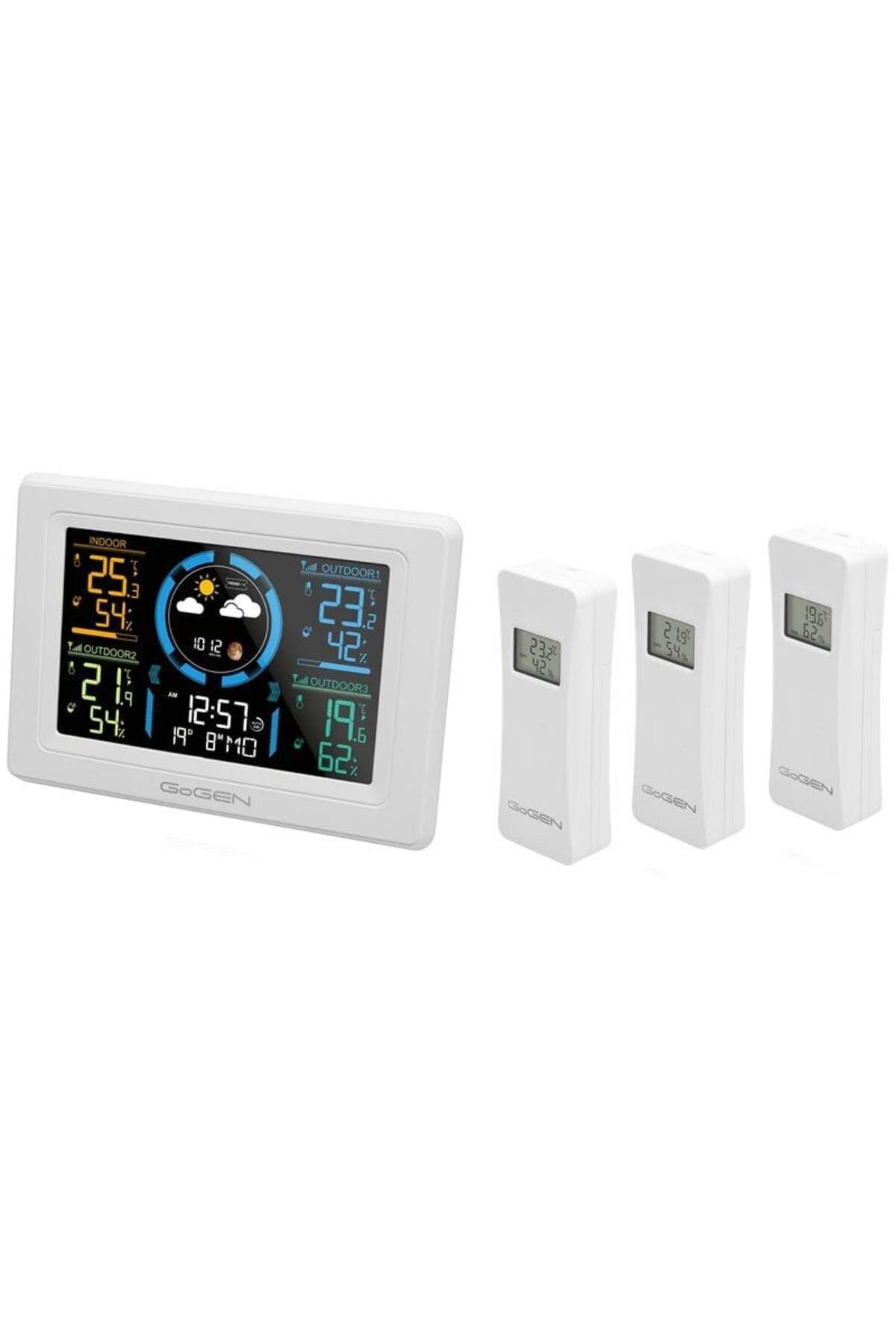 Gogen Stație Meteo De Interior-exterior Me 3397 W, Lcd Color, 3 Senzori Incluși, Ceas Deșteptător, Alb - One Size