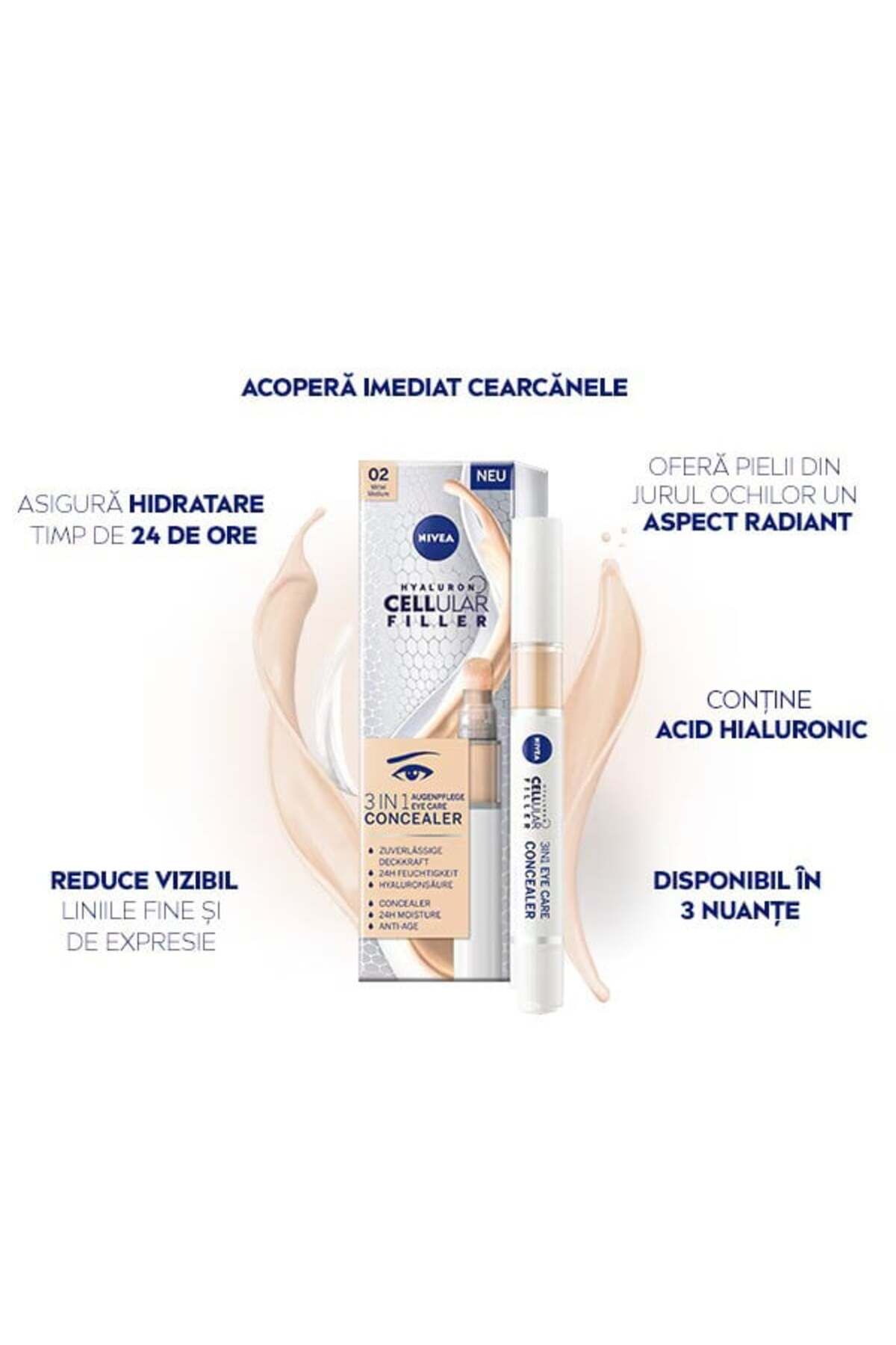 NIVEA-Moisturizing concealer for the eye area, Nivea Cellular 3in1 Eye Concealer, medium shade, 4 ml 10
