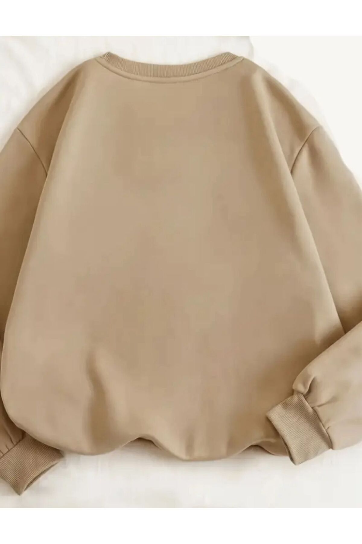 caddekombin Ярко розова лента с принт на велосипед, бежова суитшърт