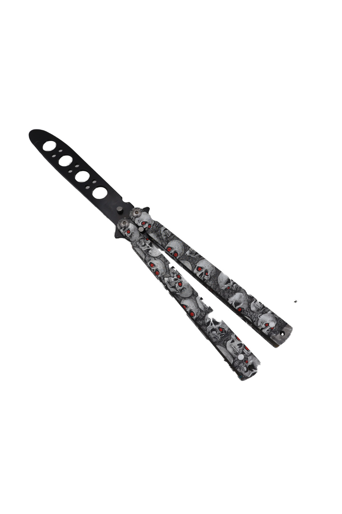 dalimag-Cutit Fluture Pentru Antrenament, Model Cap de Mort, Fara Tais, Lama Neagra, 22 cm, Dalimag 4