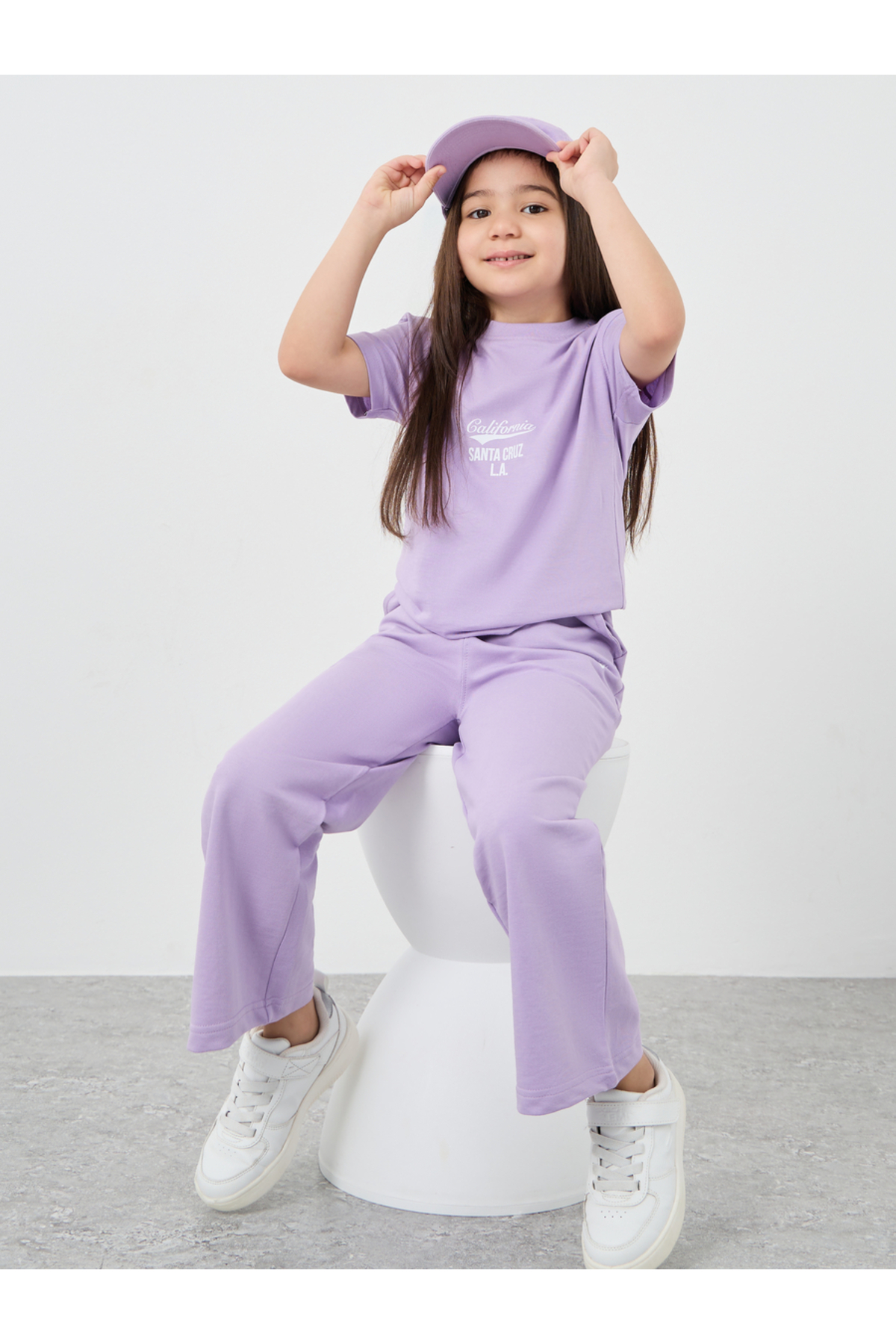 Styli Slogan Print Oversized T-Shirt and Wide Leg Joggers Set