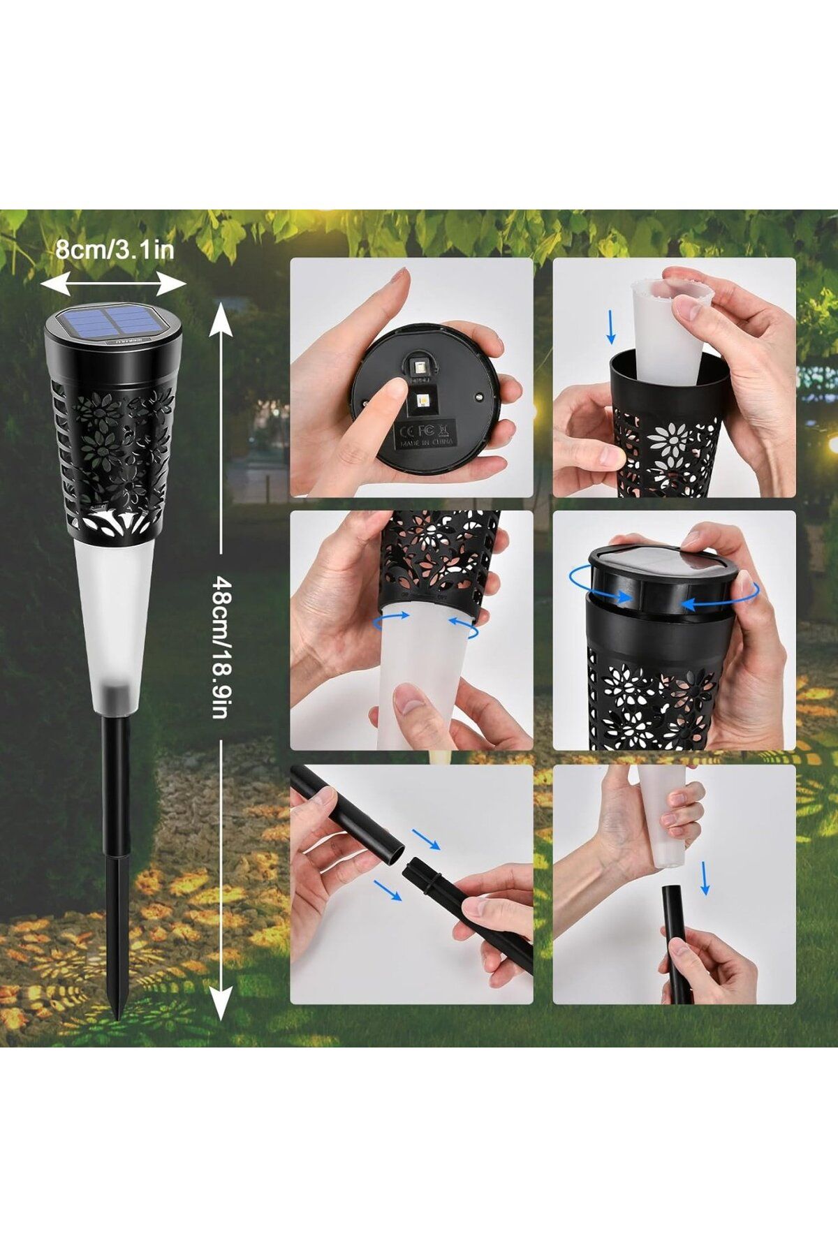 divendi-ro-6 x Decorative solar garden lamp, warm light, black 9