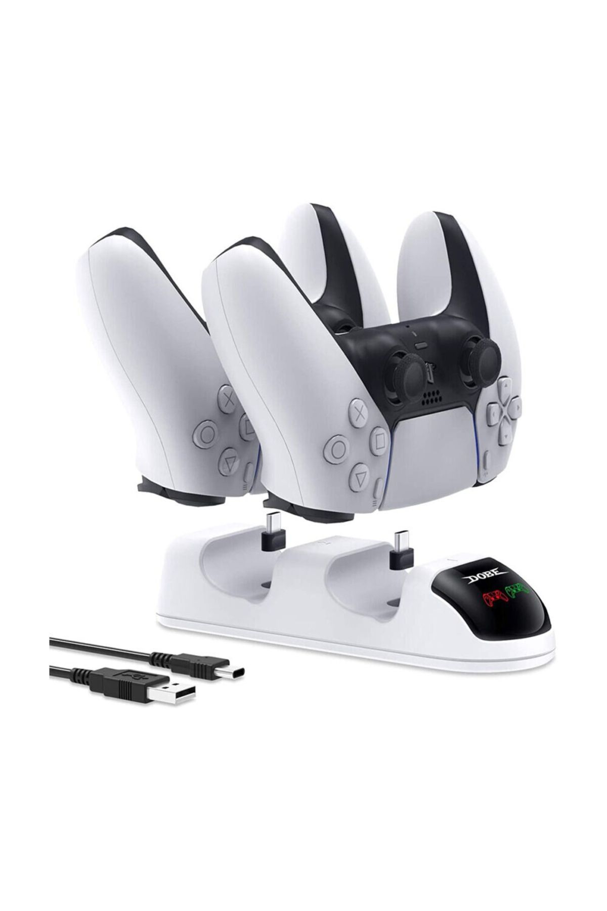 Dobe-Ps5 Controller Charging Station, Double Stand, Fast Charging, Charging Indicator, White 2