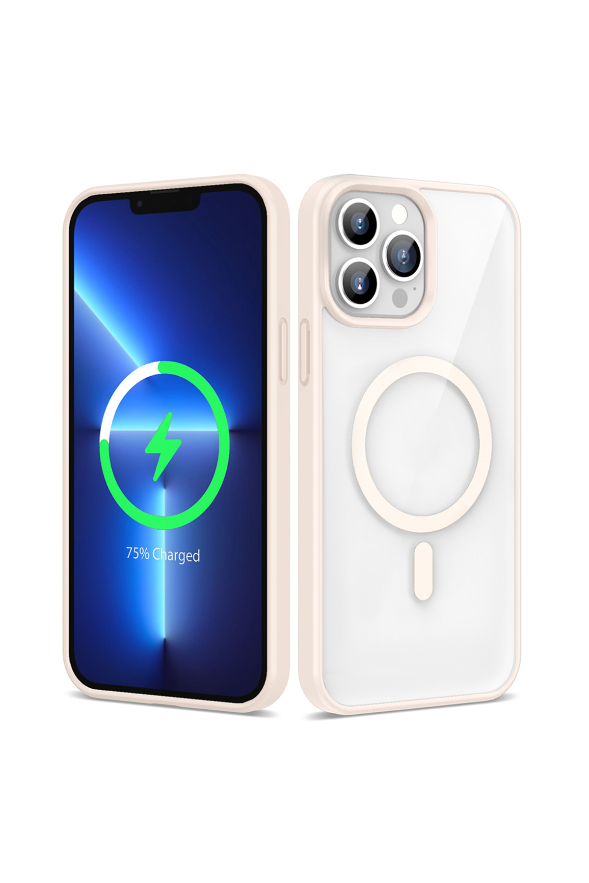 iPhone 13 Pro Max Kılıf Magsafe Wireless Şarj Özellikli Silikon İKTK Ege Kapak - Pembe