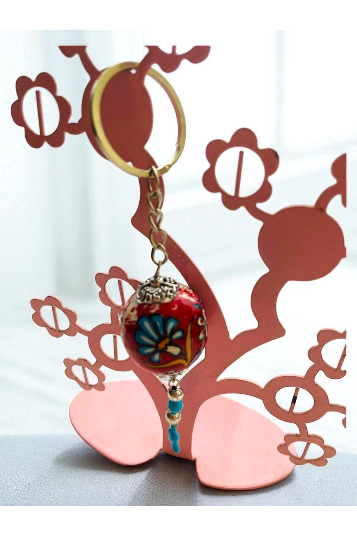 GALATA GIFT-Tile Patterned Ceramic Ball Keychain, Tile, Colorful Keychain with Tulip Pattern Tulip Tip 5