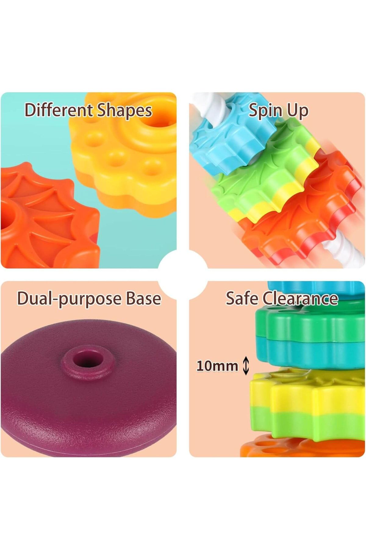 Micostore-Pyramid Tower, Rainbow Spiral, Stacking and Dexterity Game, 12 months+, with spiral 2