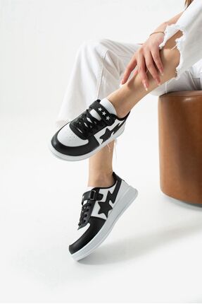 FLARF Unisex Rahat Konfor Tabanlı Yıldız Detaylı Cırtlı Bağcıklı Sneakers Gen...
