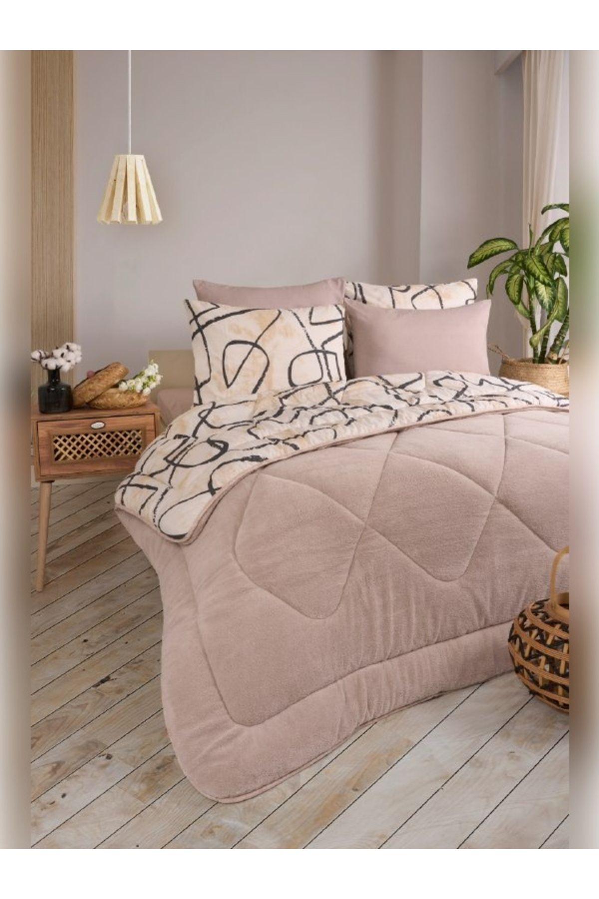 Sudemhome-Double Welsoft Sleeping Set Double Sided Wellsoft Fluffy Fleece Quilt and Battal Fitted Sheet 6
