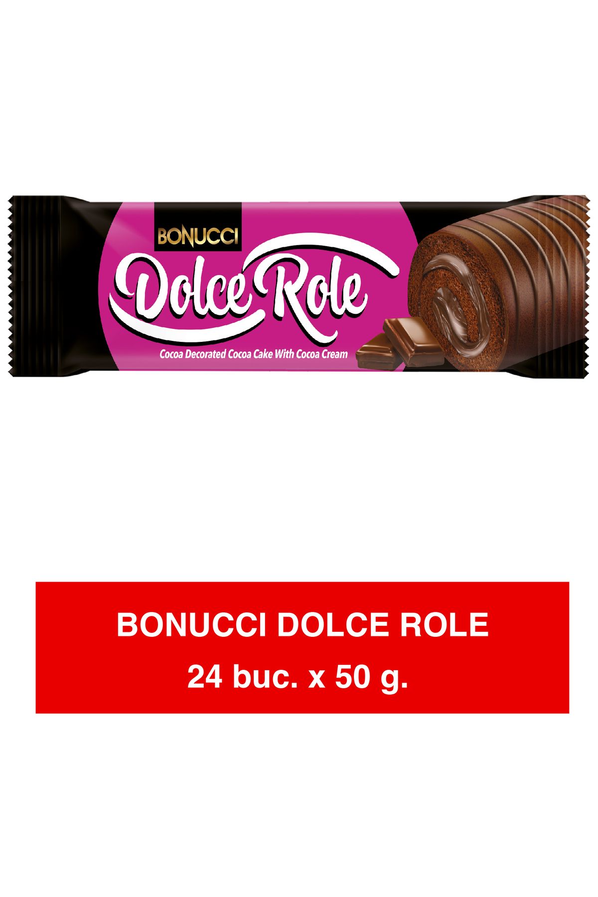 Mert-BONUCCI Dolce Roll – Roll with base, cream and cocoa glaze 50g x 24 pieces 1