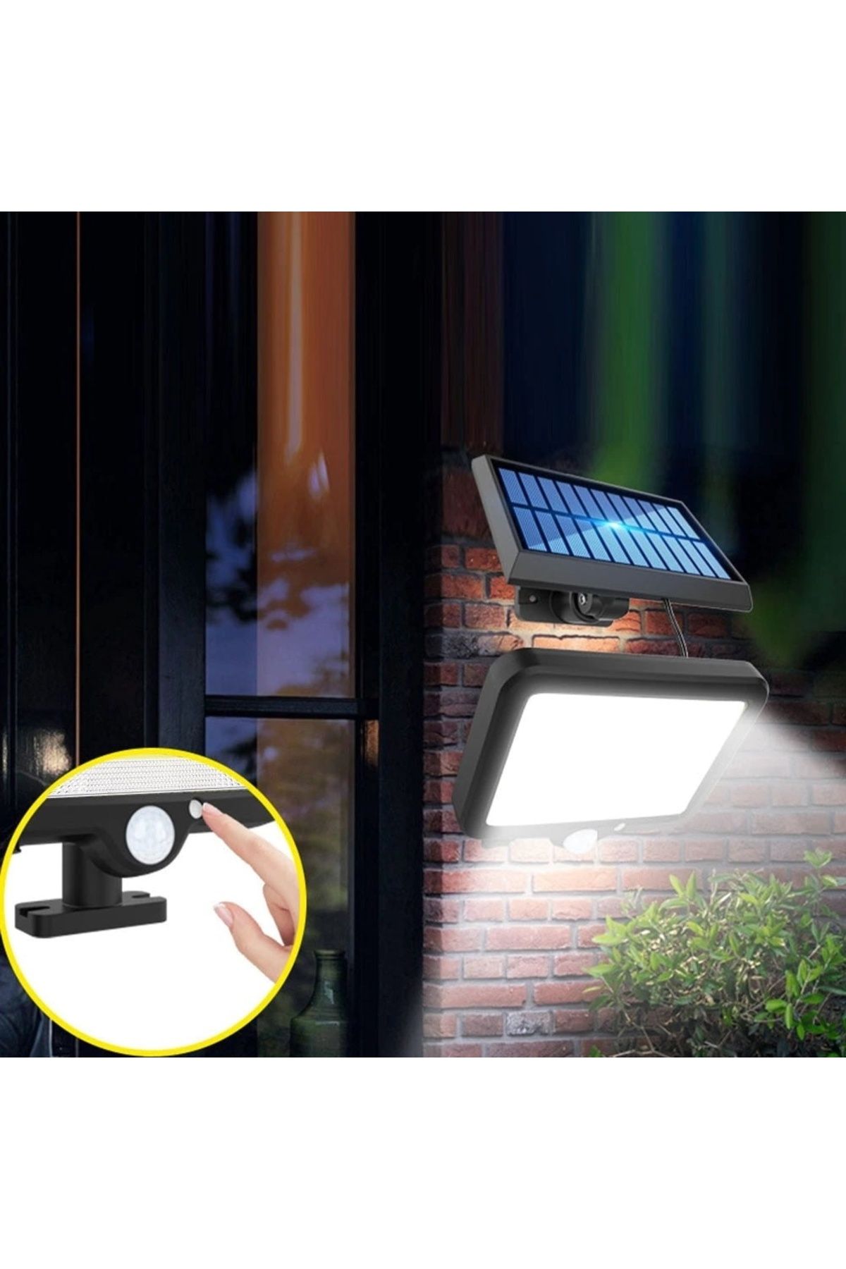 Welora-Set 3 X 100 LED COB Solar Lamp 100 LEDs, Power 30W, Light and Motion Sensor, Black 11