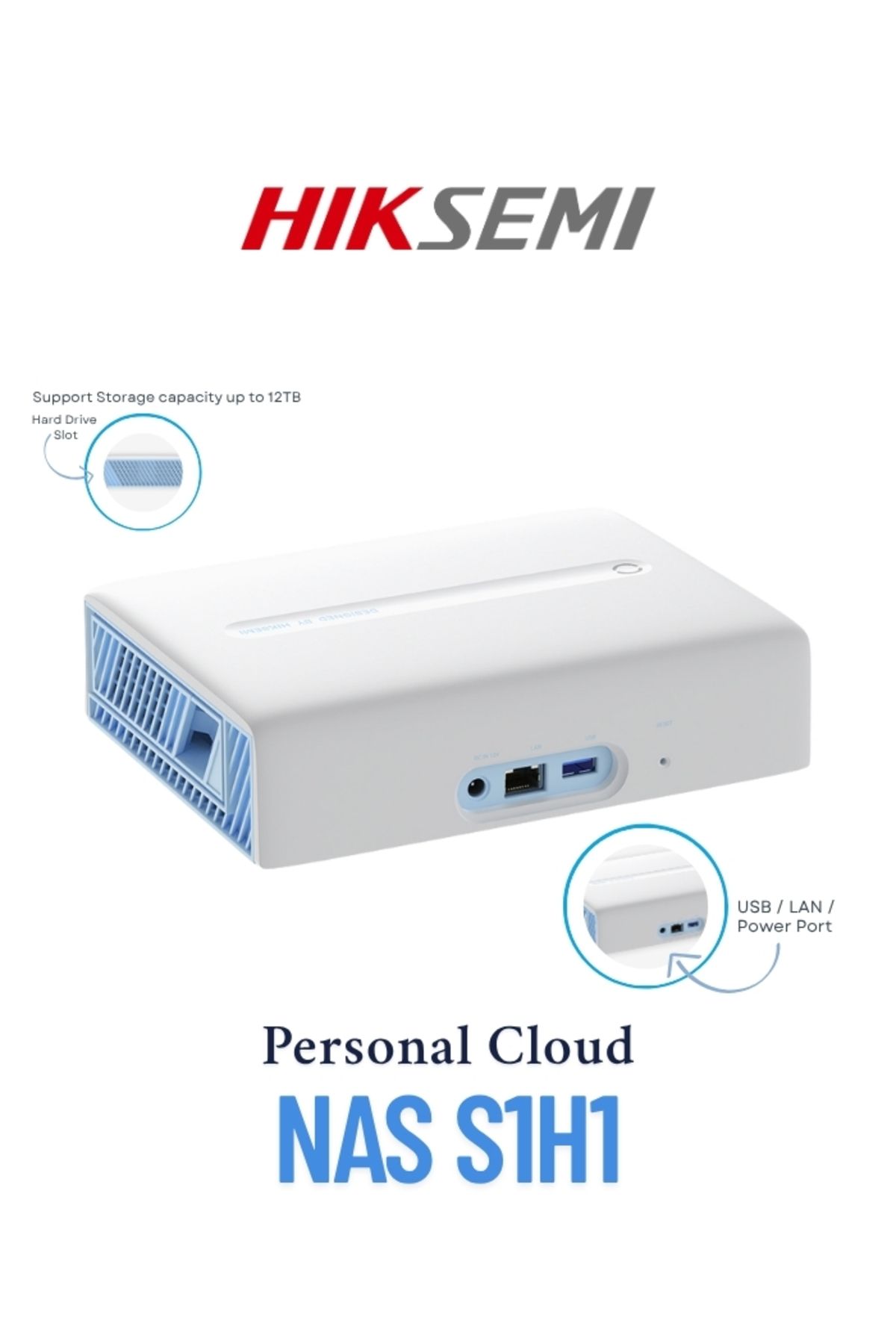 Hiksemi-خوادم التخزين السحابي الشخصي S1H1 للتخزين المتصل بالشبكة (NAS) USB 3.0 (بدون قرص) 2