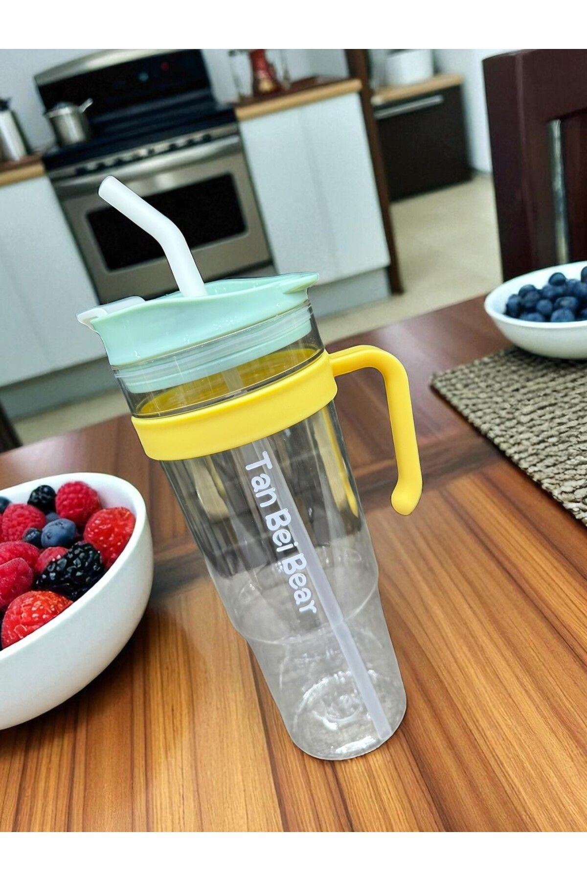 İNTER LİFE-Motivational Water Bottle with Handle and Straw Suitable for Daily Use Bpa-Free Water Bottle Suitable for Detox 1.2 ml 3