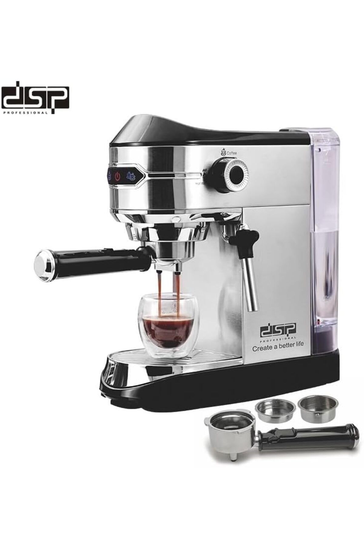 Generic-DSP KA3065 Espresso Coffee Maker with Thermal Fast Heating System & Milk Frother Steam 3