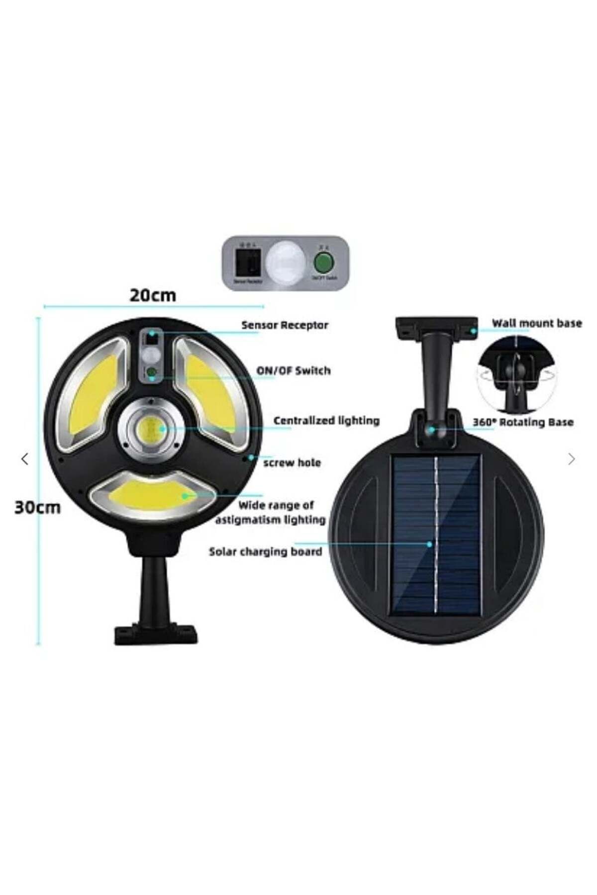 divendi-ro-Round Solar Lamp 120 LED 1288B SMD 120 LED 1288B SMD 3 Modes + Sensor and Remote Control 6
