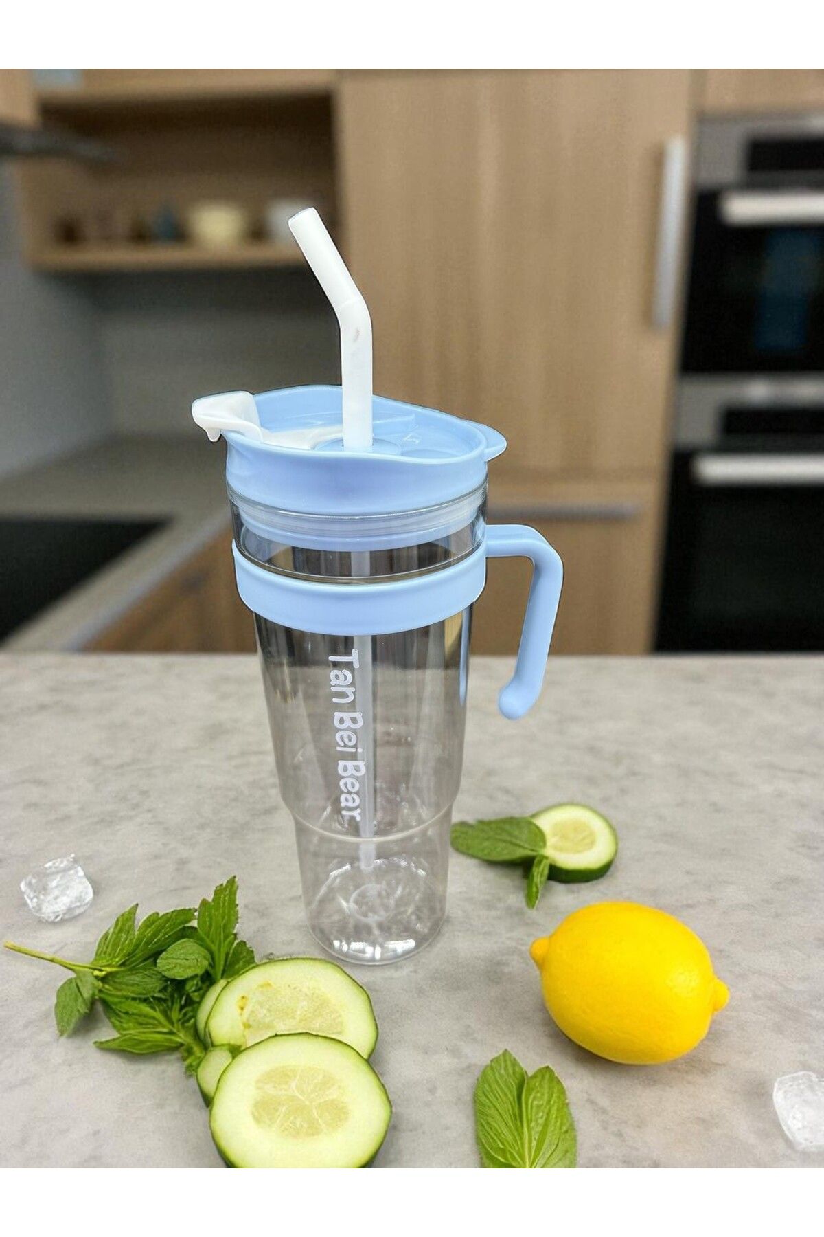 İNTER LİFE-Motivational Water Bottle with Handle and Straw Suitable for Daily Use Bpa-Free Water Bottle Suitable for Detox 1.2 ml 5