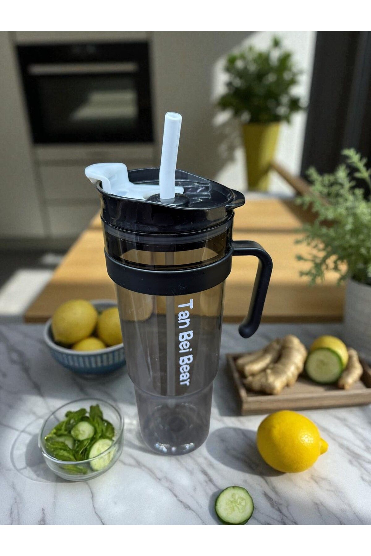 İNTER LİFE-Motivational Water Bottle with Handle and Straw Suitable for Daily Use Bpa-Free Water Bottle Suitable for Detox 1.2 ml 7