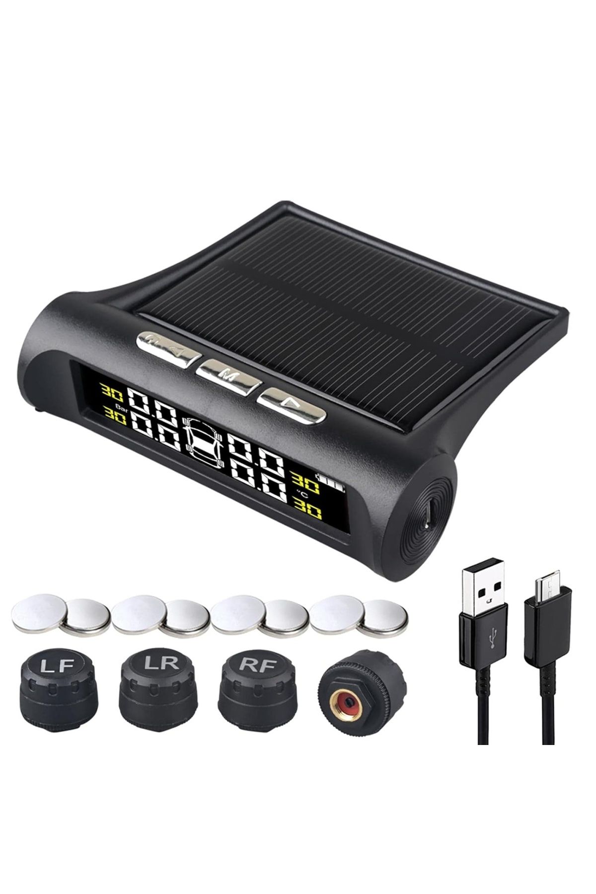 divendi-ro-Tire pressure and tire temperature sensors, with alarm, solar charging, LCD display, alarm, black 1