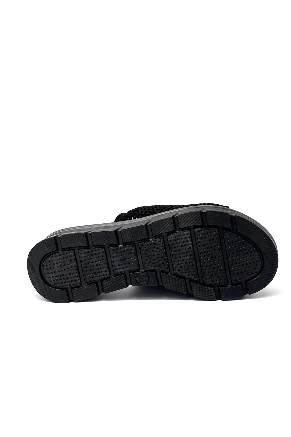KİNDEP-Kindep Poli Light Sole Daily Knitwear Women's Slippers Black 8