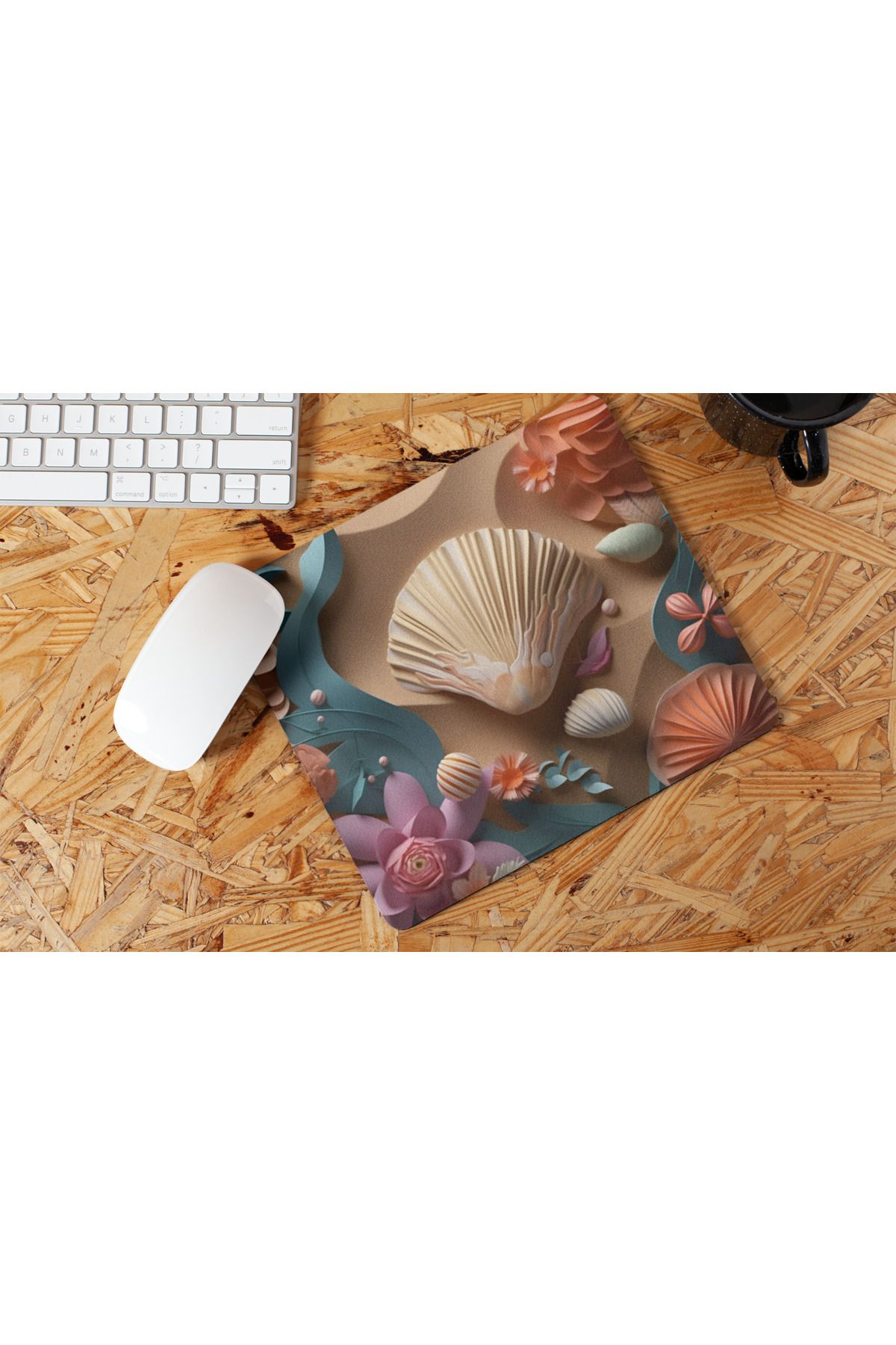 Nino Store-Seashell and Flower Pattern – Aesthetic Non-Slip Base Desktop and Office Mouse Pad 3