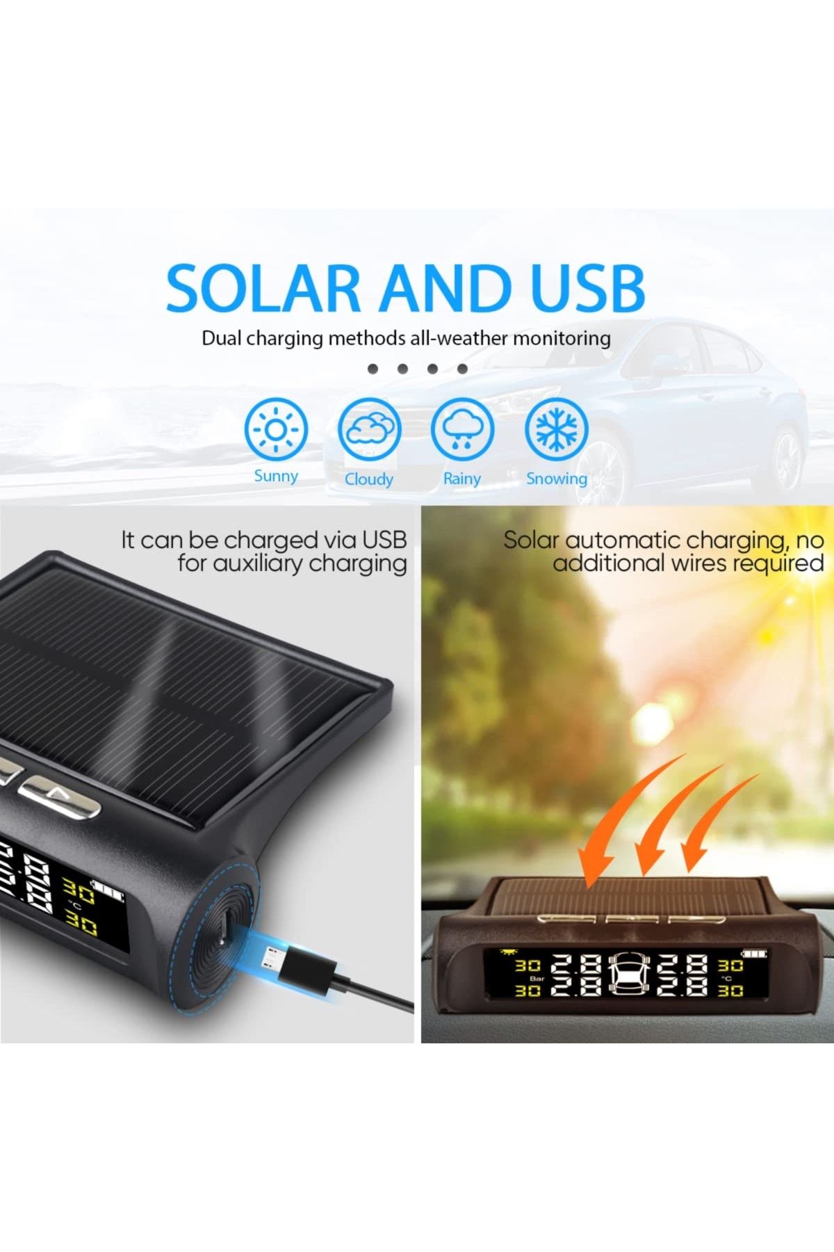 divendi-ro-Tire pressure and tire temperature sensors, with alarm, solar charging, LCD display, alarm, black 7