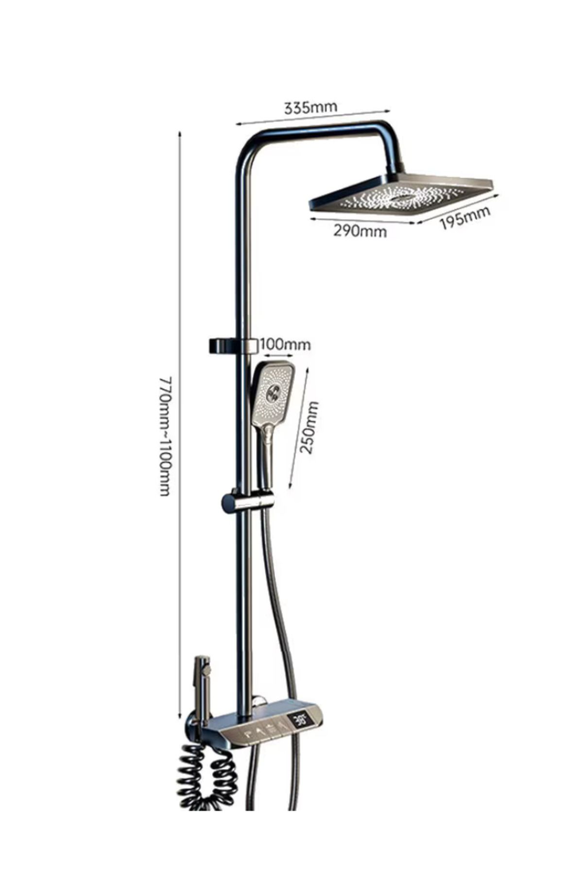Razo-SET COLOANA DE DUS RAZO CU PARA DREPTUNGHIULARĂ , DISPLAY LED, 4 FUNCȚII, ROTATIE 360°, 5