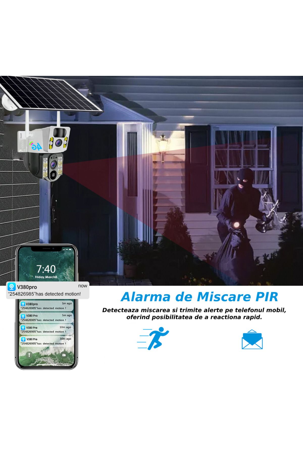 CLAUSTEEL-M119 2in1 Surveillance Camera with 20W Solar Panel , 4MP, 12000mah,4G 5