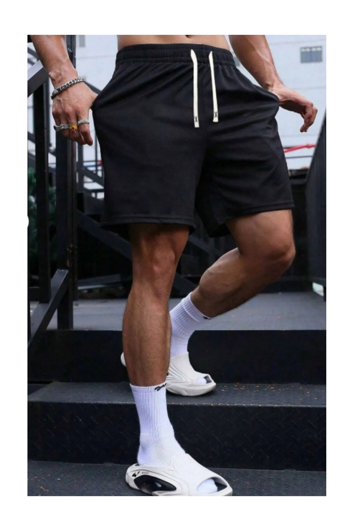 DAXİS Sportwear Company Men's Relaxed Fit Printed Combed Cotton Shorts