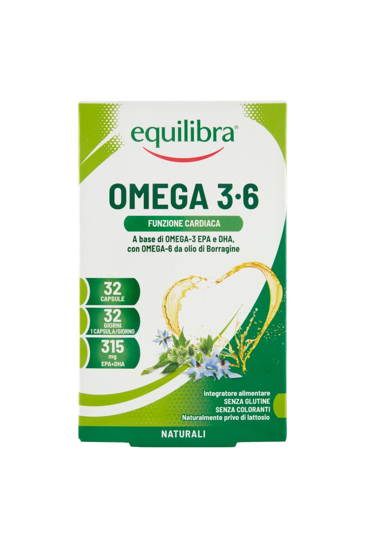 Equilibra Omega 3-6, Supliment Alimentar Pentru Sistemul Cardiovascular, 32 Capsule Moi, Equilibra - One Size