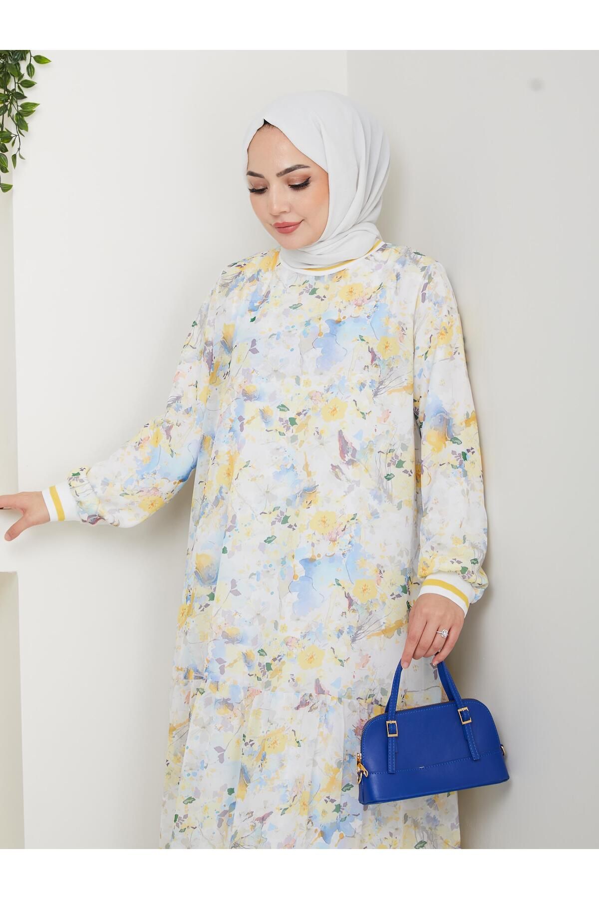 HARMAN BUTİK-Women's Patterned Chiffon Dress 4