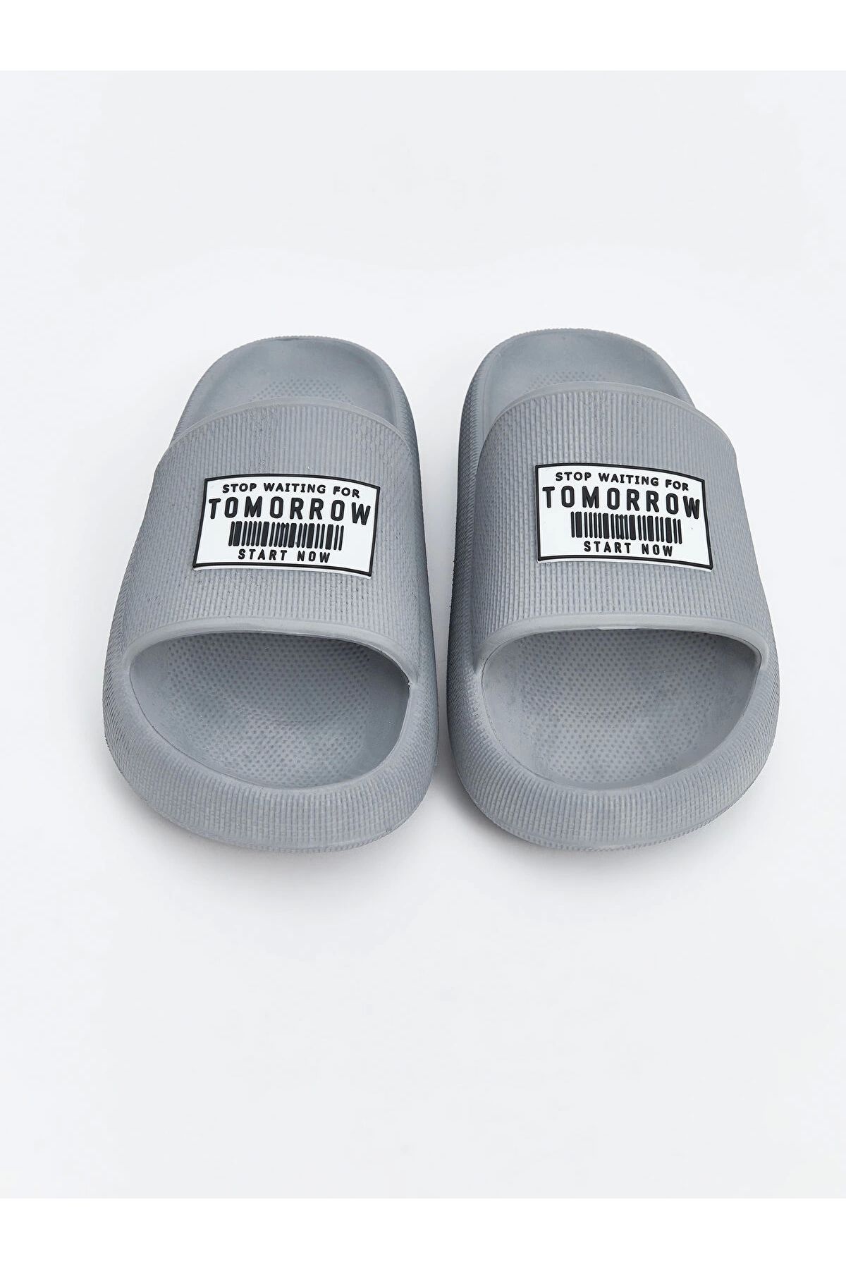 LC Waikiki-Lcw Steps Gray Single Stripe Printed Men's Slippers 3