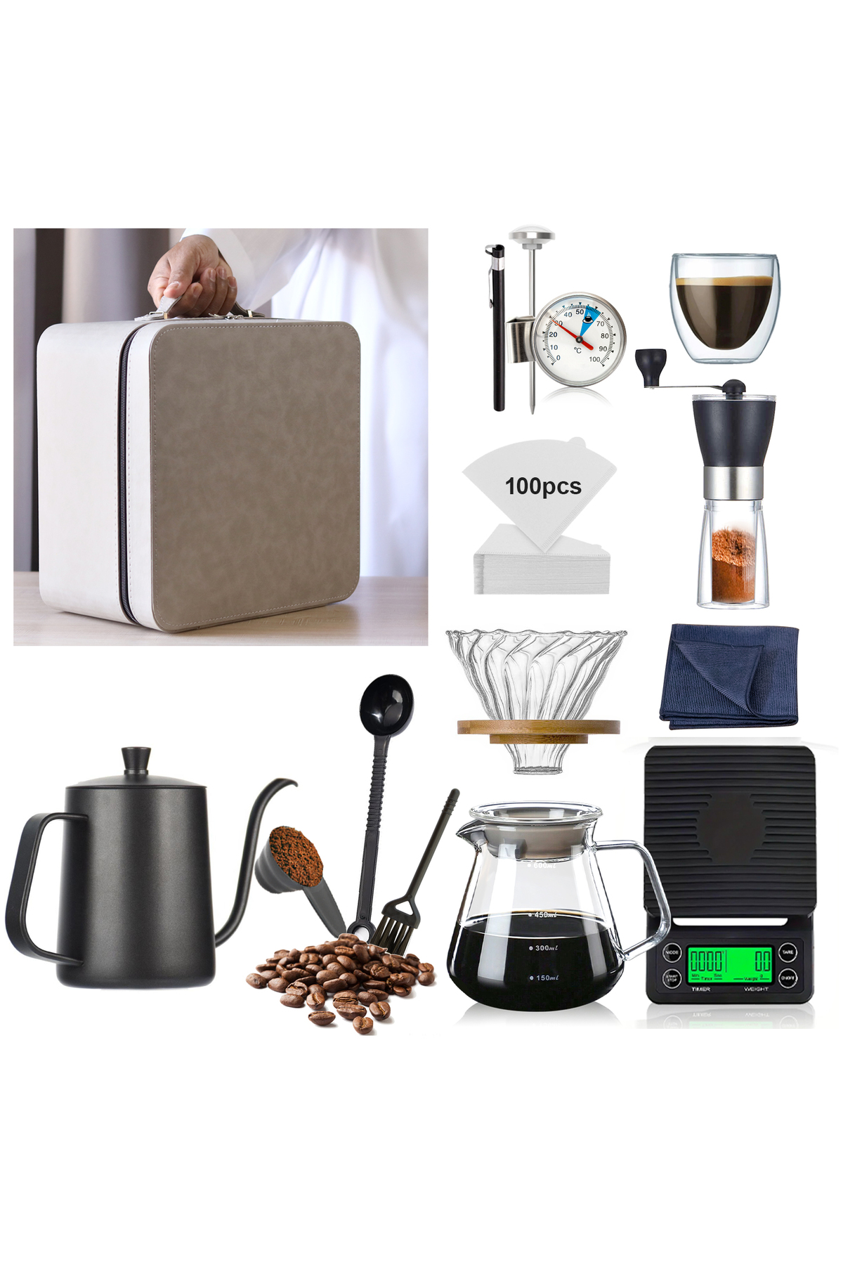 طقم قهوة V60 مكون من 13 قطعة إصدار خاص مع مجموعة م...