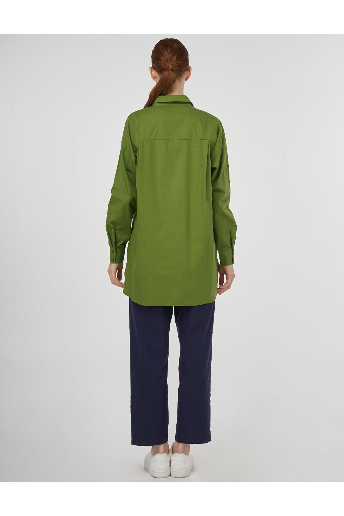 Kayra-Relaxed Cut Cotton Tunic Green 5