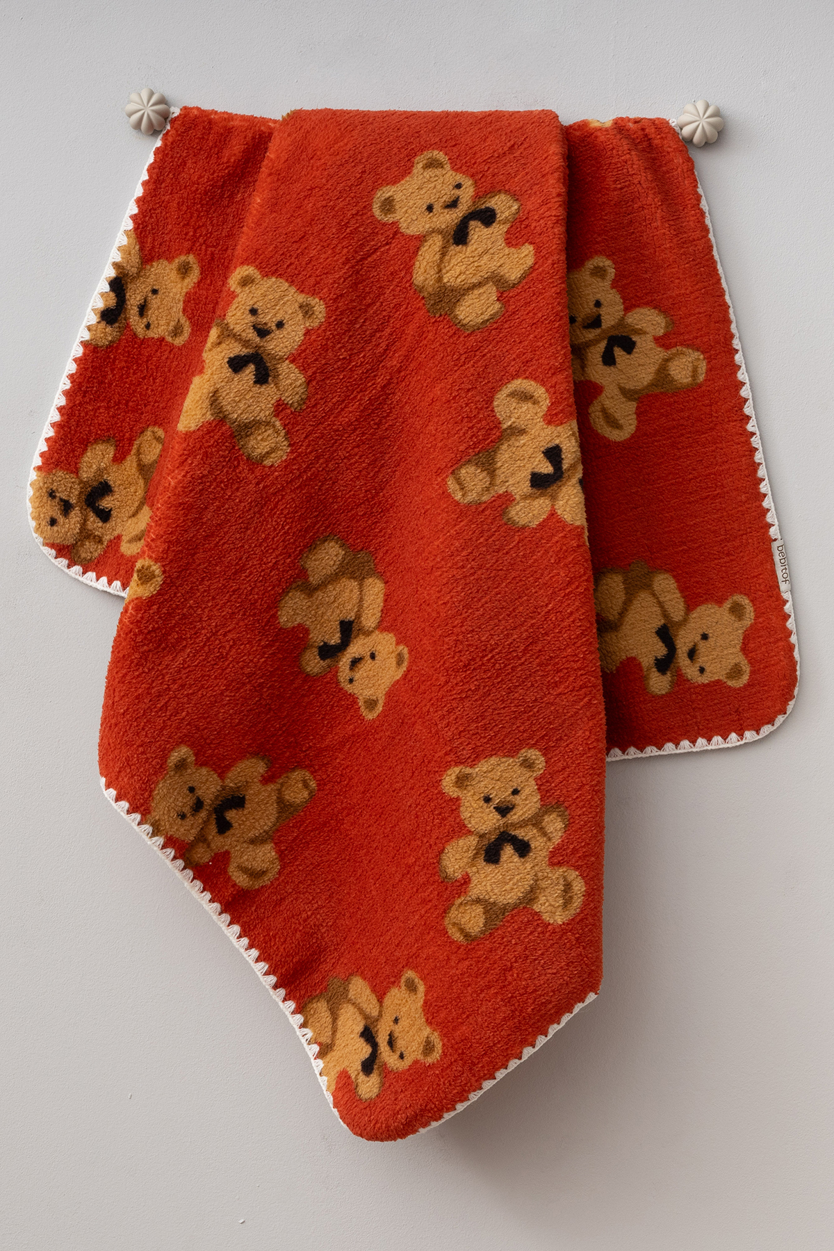 Cute Teddy Bear Patterned 90x100cm Plush Baby Blanket