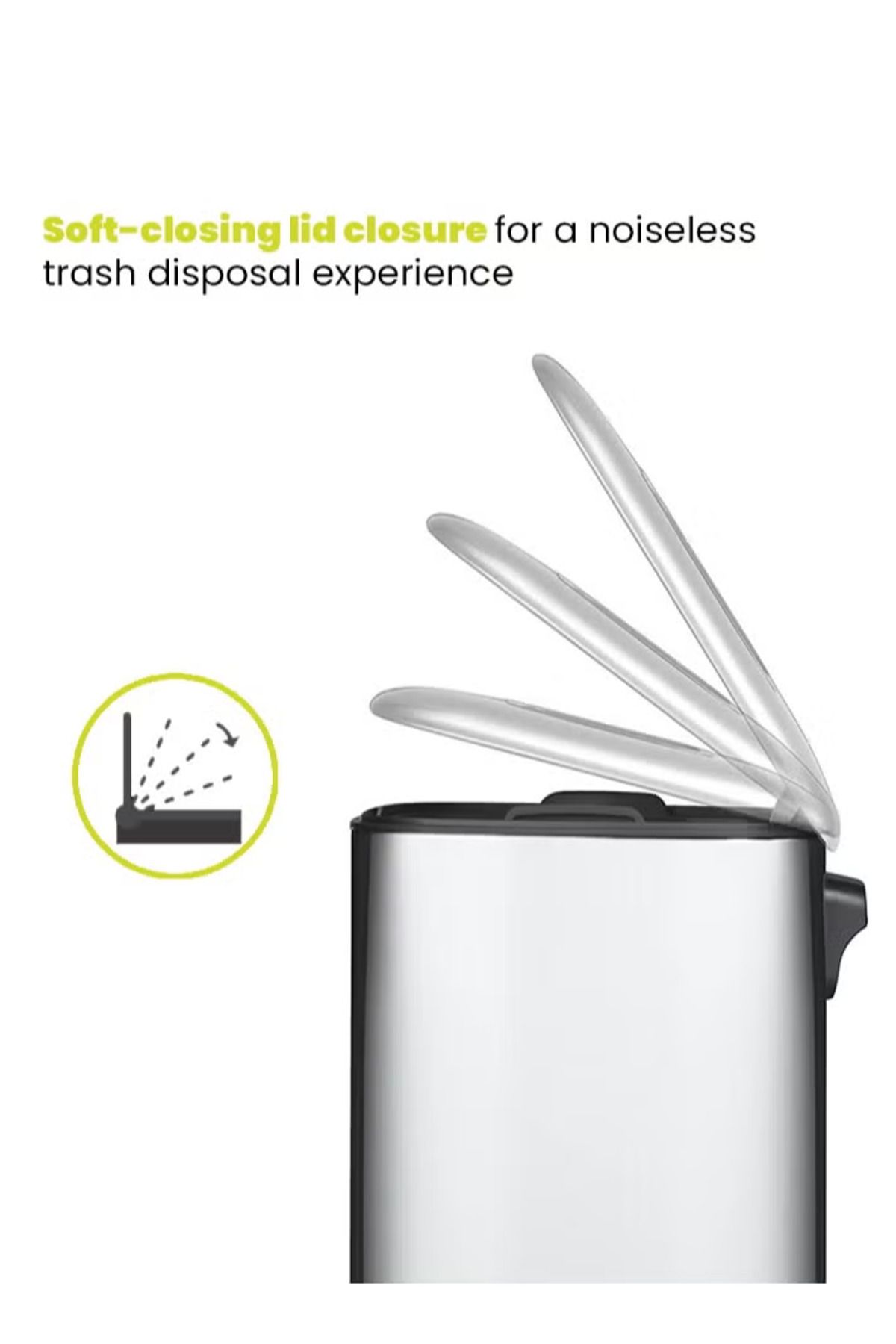 EKO-Regent 20l Pedal Bin – Brushed Stainless Steel, Soft-close, Fingerprint-resistant Trash Can 5
