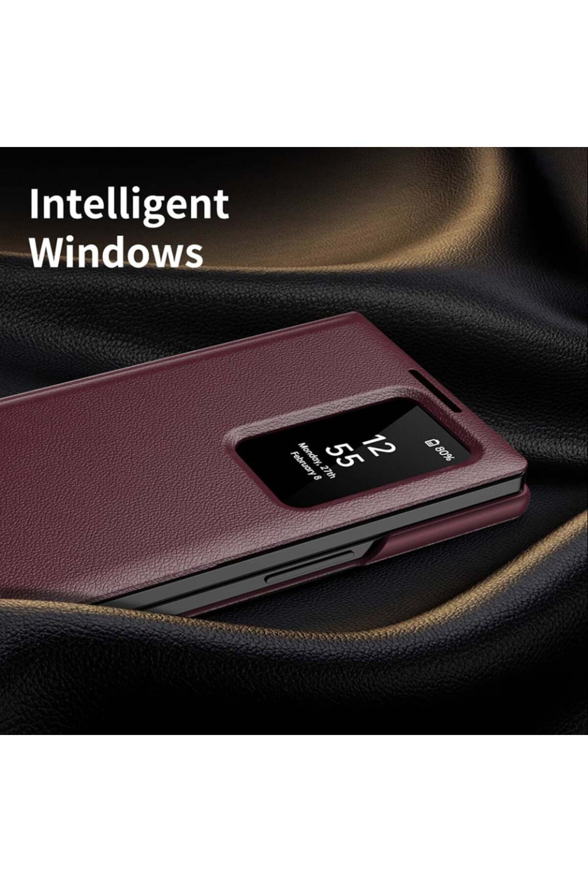 SKYDDAR INNOVATION-Case for Samsung Galaxy Z Fold3 5G, with wallet and SmartView, Premium, sticker set, Red 4