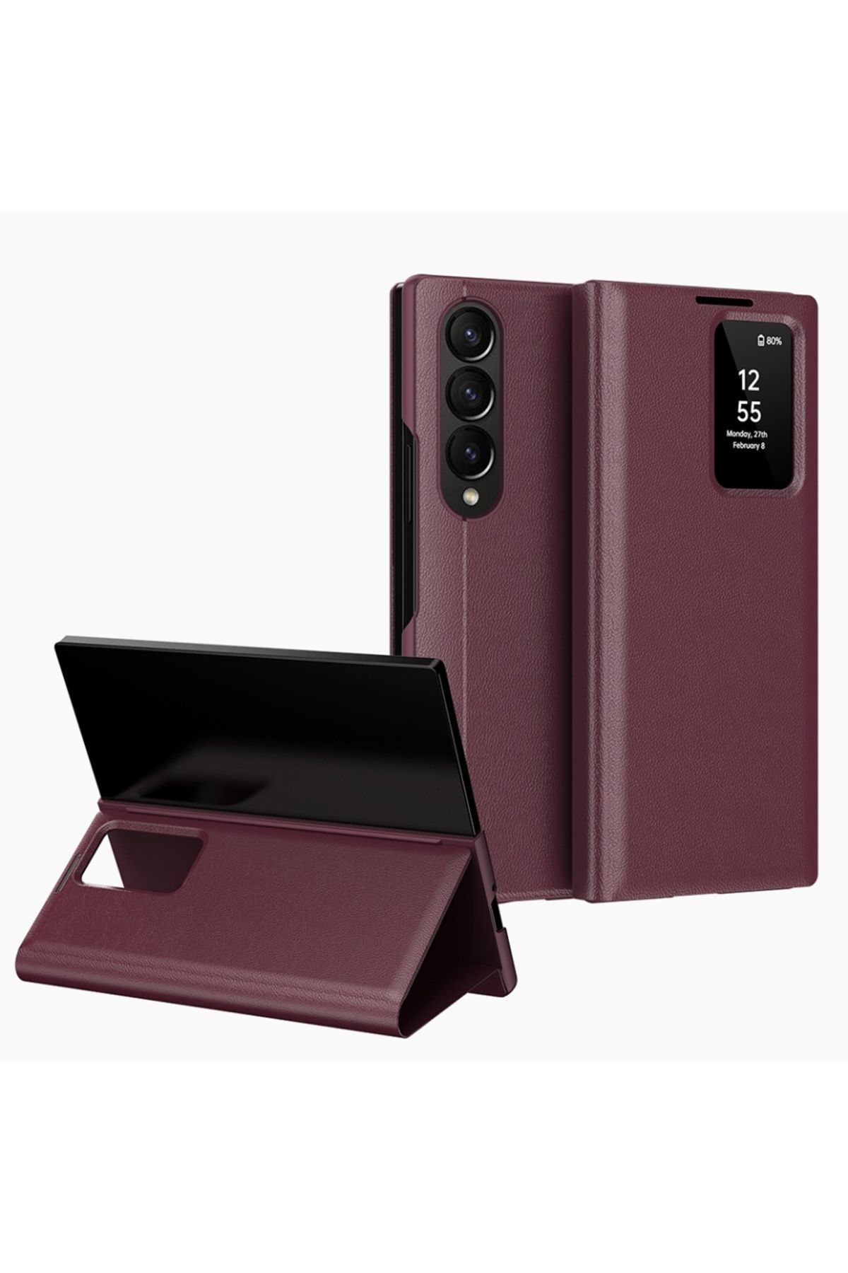 SKYDDAR INNOVATION-Case for Samsung Galaxy Z Fold3 5G, with wallet and SmartView, Premium, sticker set, Red 2