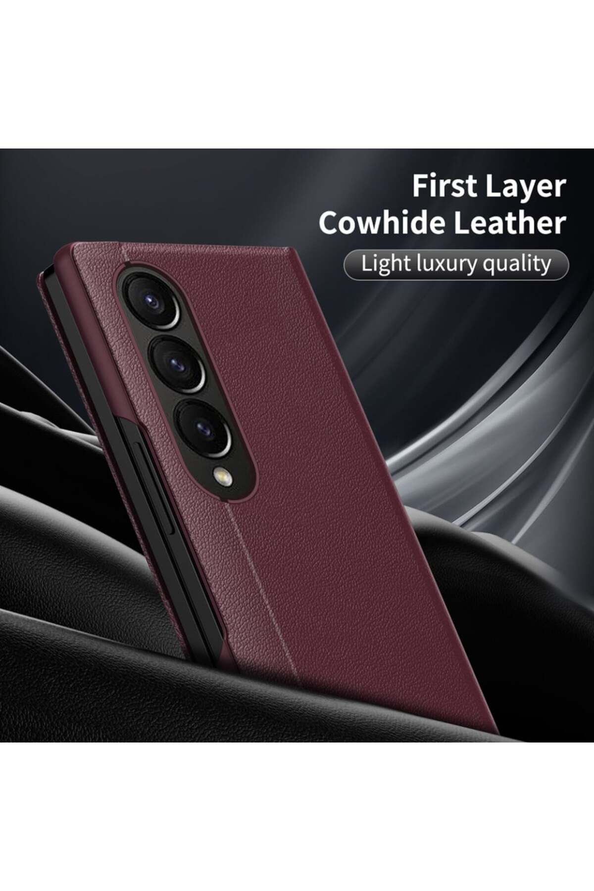 SKYDDAR INNOVATION-Case for Samsung Galaxy Z Fold3 5G, with wallet and SmartView, Premium, sticker set, Red 3