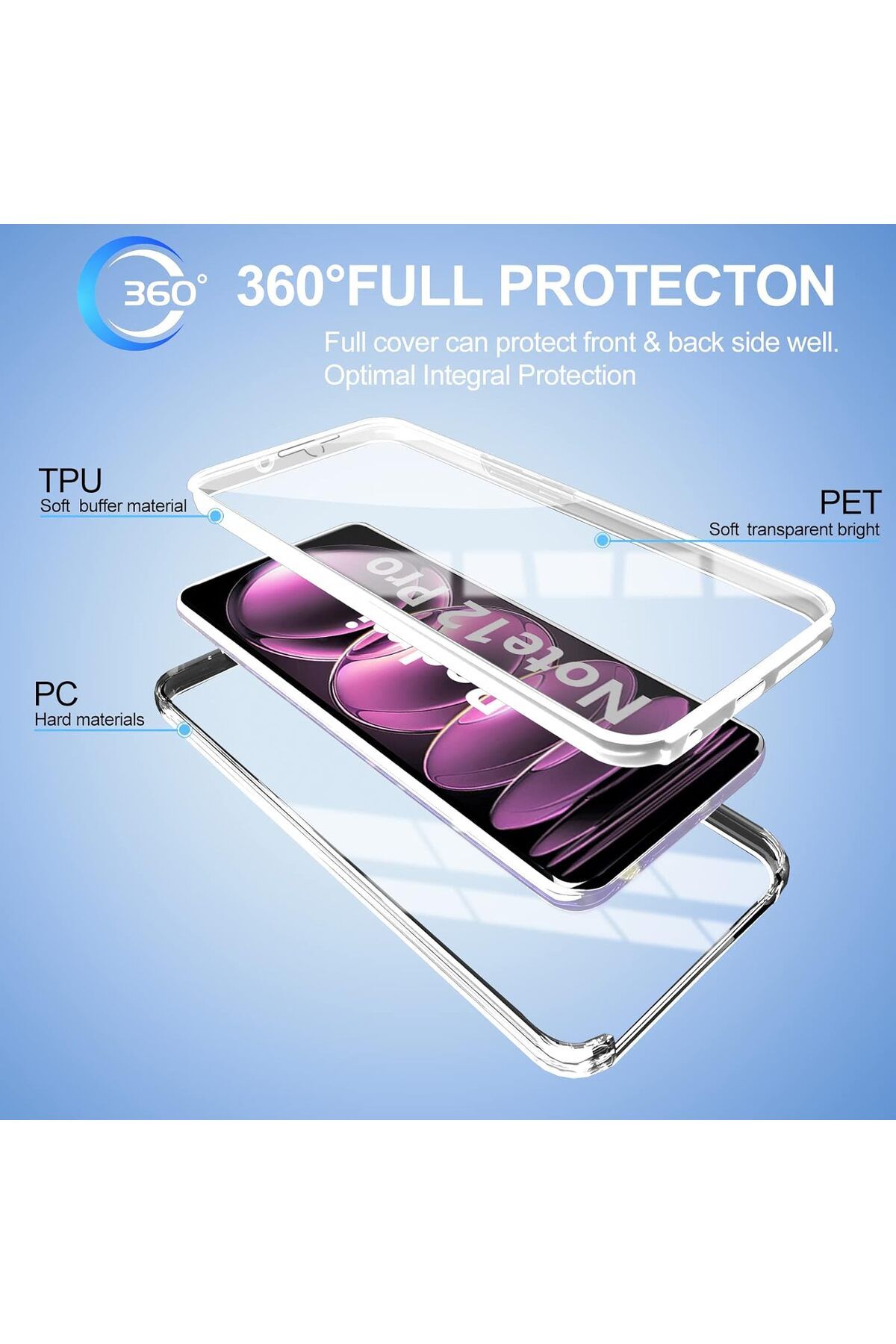 ALC MOBILE-360 Xiaomi Redmi Note 12 Pro Case - V2 Transparent front and back 6