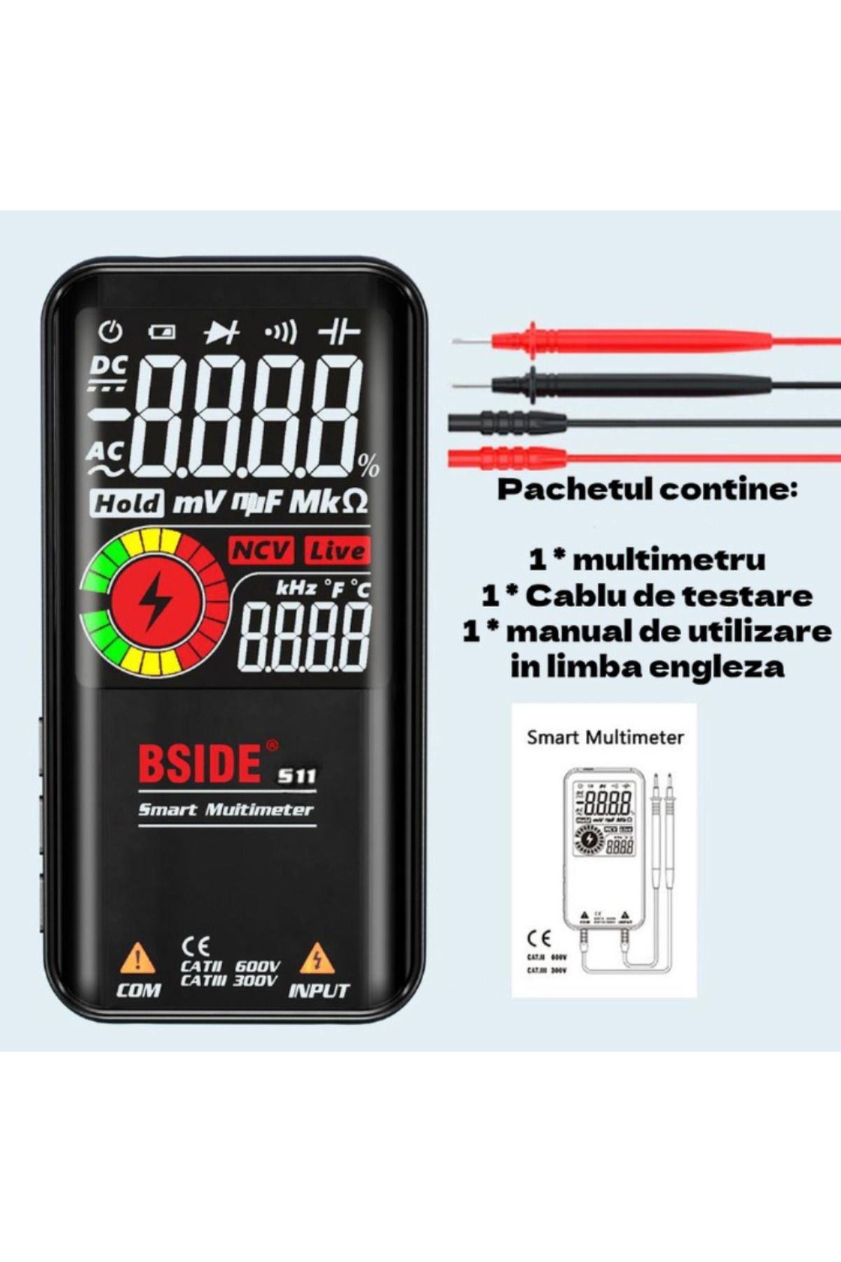 CLAUSTEEL-BSIDE Multifunctional Digital Multimeter, LIVE Wire Detection Measurement Functions 8