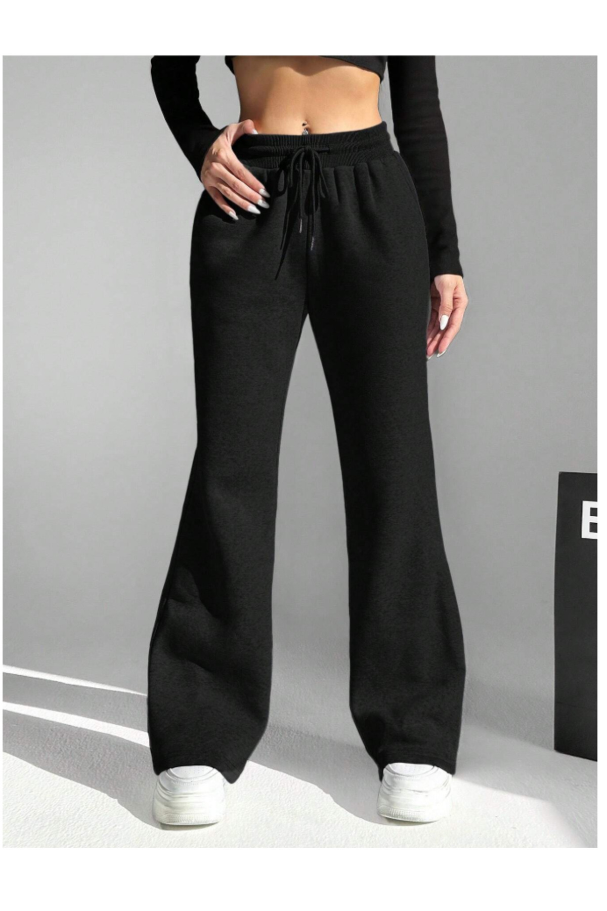 CANDERO Kadın SİYAH Baggy Battal Büyük Beden Spor Giyim Kaliteli Bol Kesim Esnek Rahat Kumaş Eşofman AltıYUS