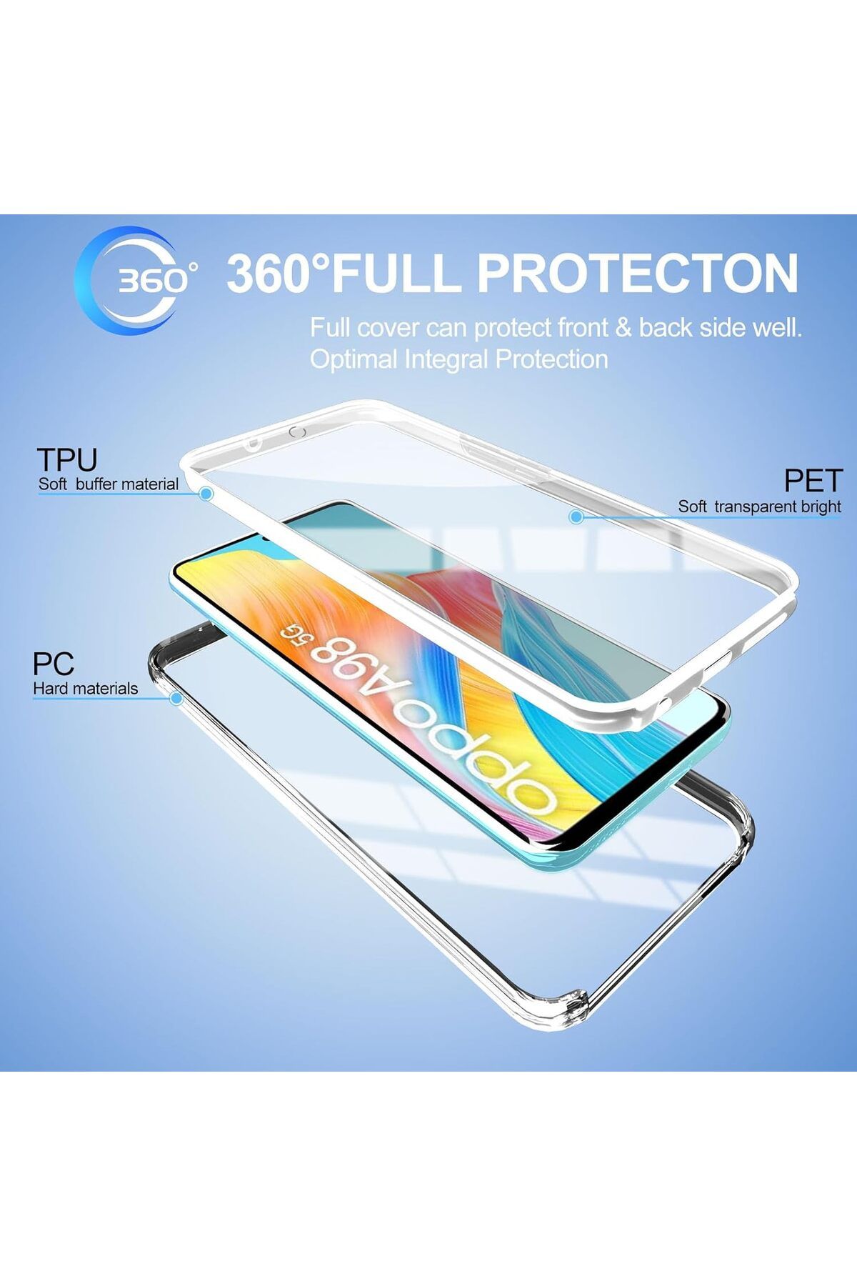 ALC MOBILE-360 case compatible with Oppo A98 - V2 Transparent front and back 4