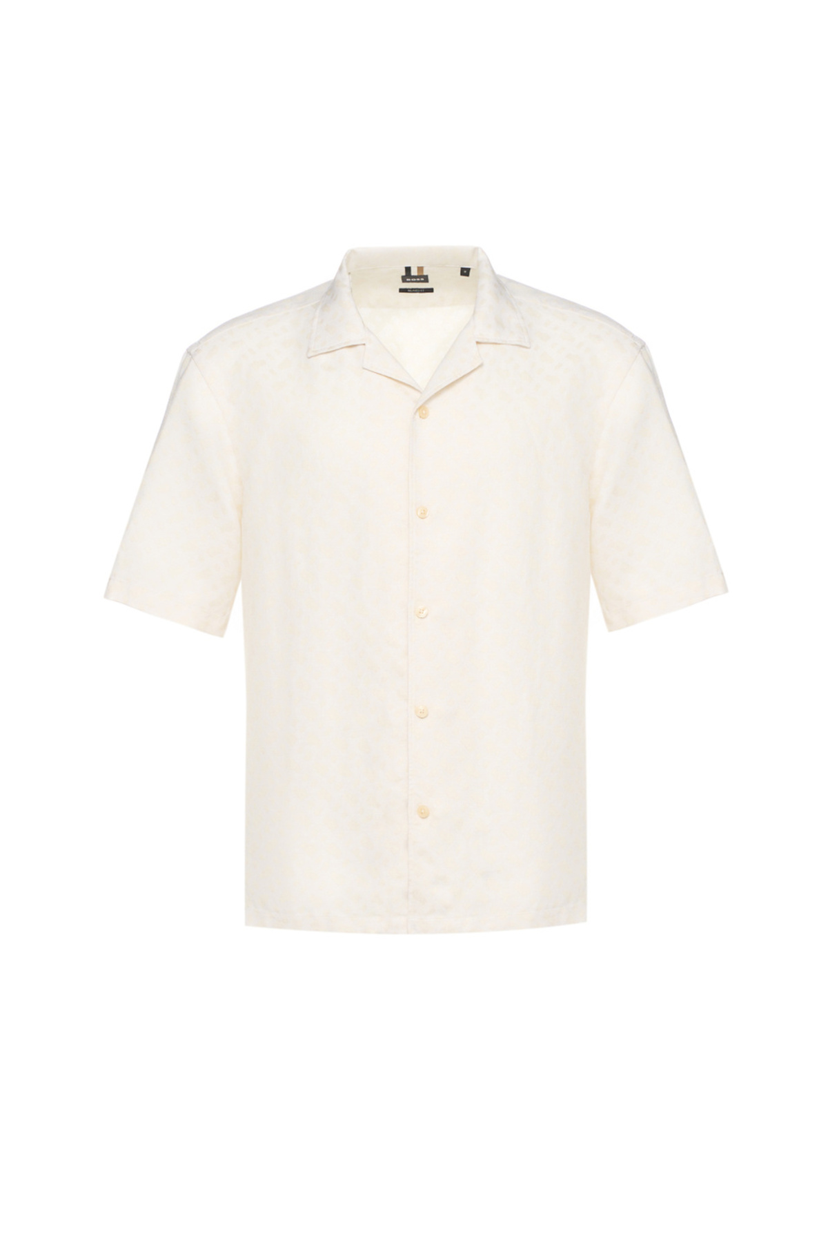 باس پیراهن مردانه آستین کوتاه کرم رنگ طرح مونوگرام، مناسب برای استفاده روزمره، کد ۵۰۵۳۹۶۵۰-۳۱۱
