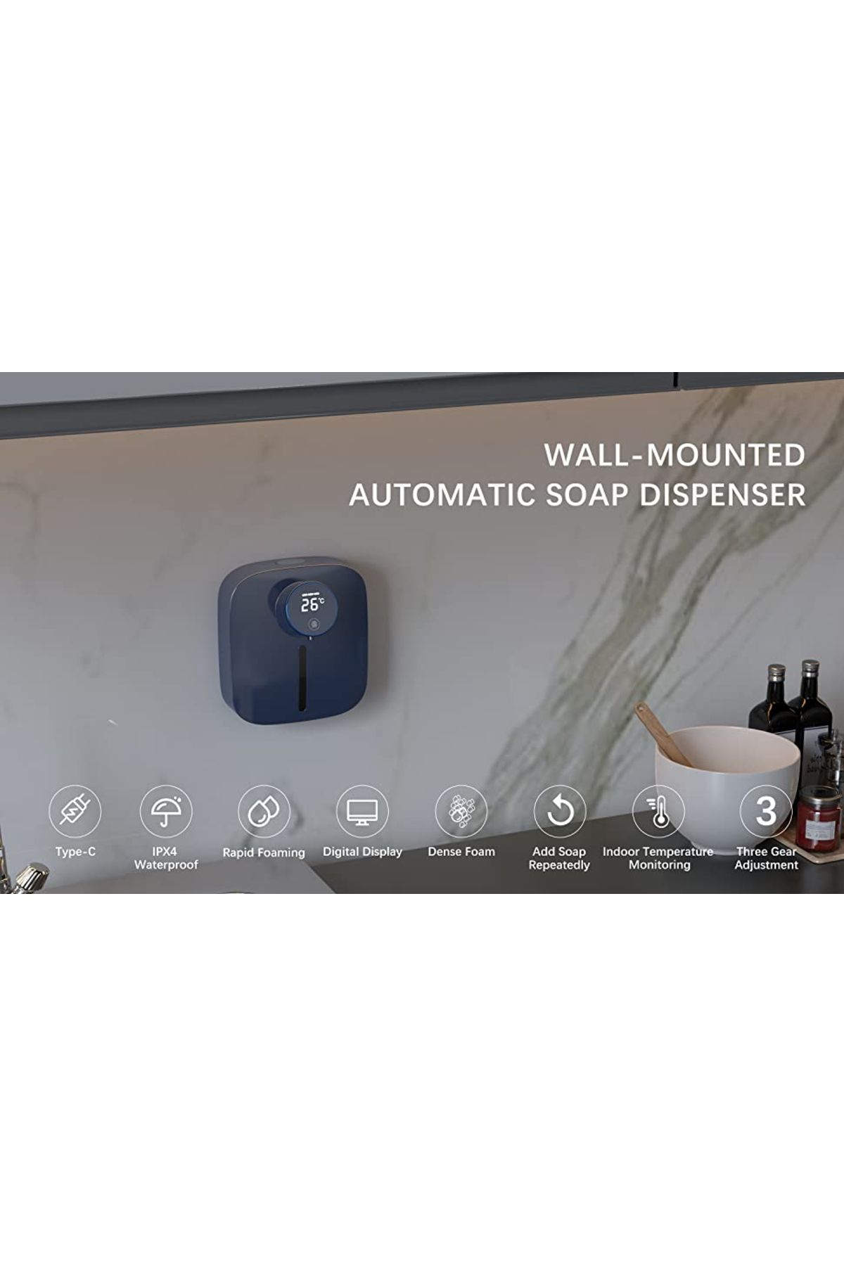 CLAUSTEEL-Auto Dispenser X101, Touch Sensor, Foam Soap/Disinfectant, LED Temp & Foam Level Display 5