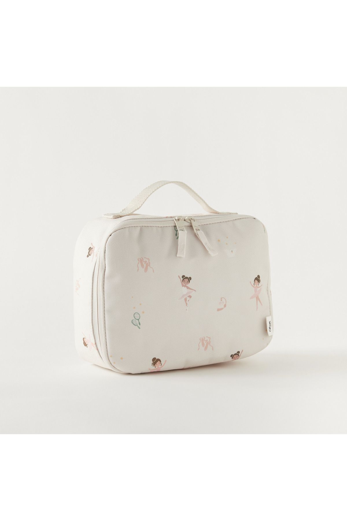 Citron-Ballerina Print Insulated Lunch Bag with Handle and Zip Closure 2