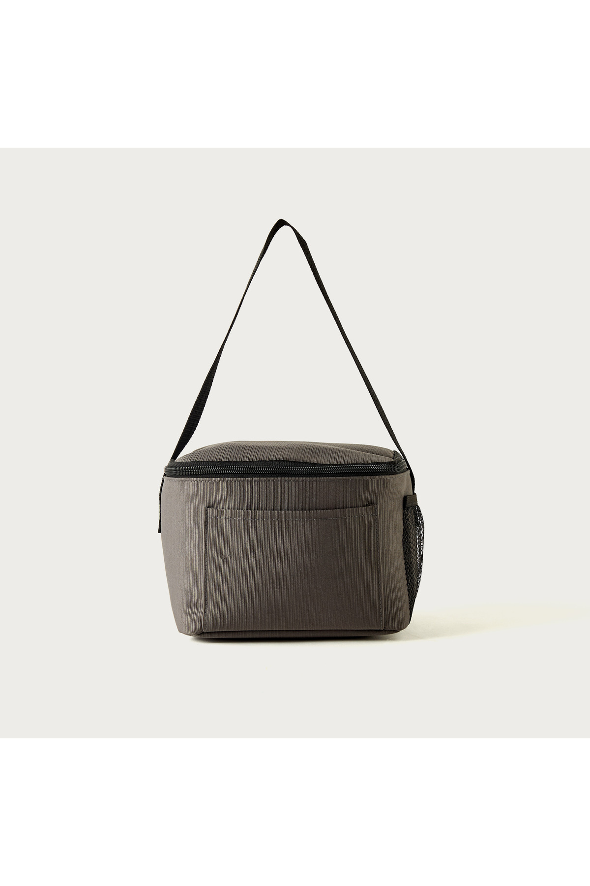 Lifestyle-Solid Lunch Bag with Zip Closure and Side Pockets 1