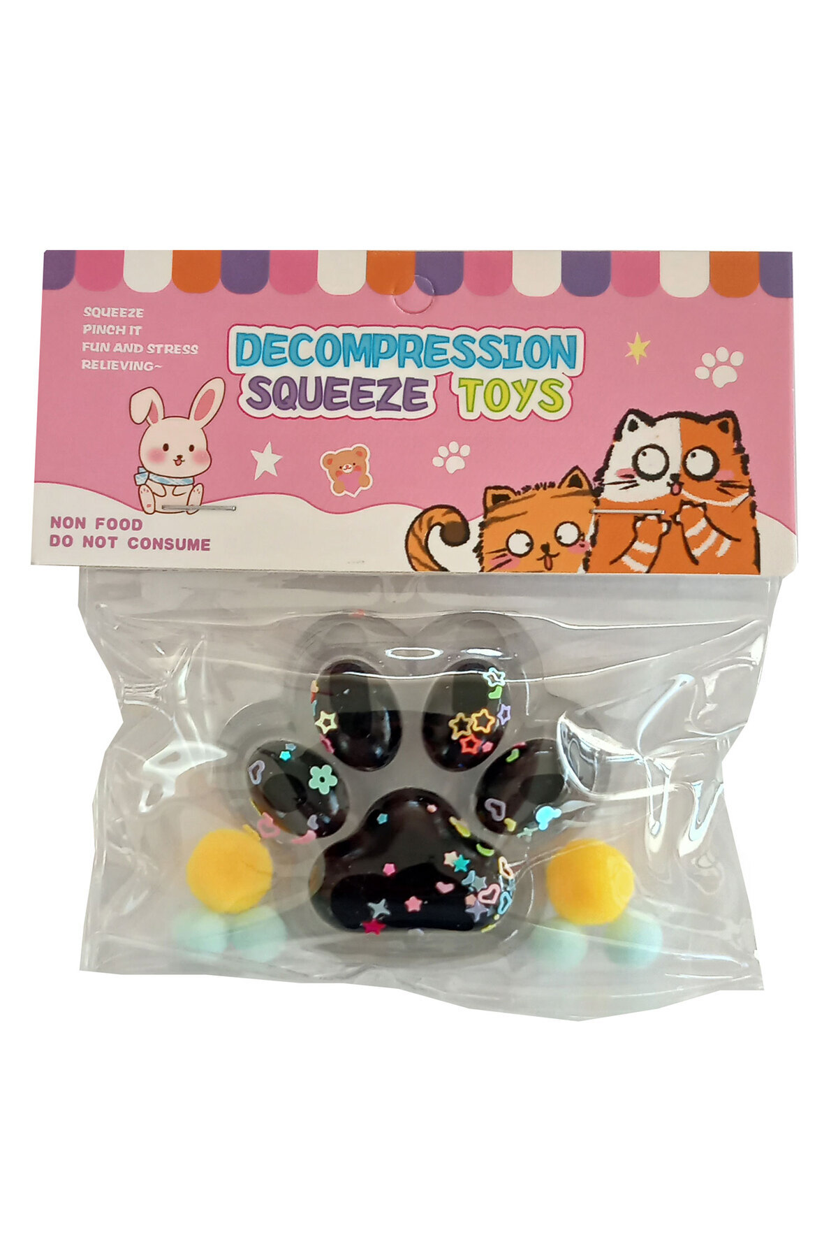 CT-TOYS Siyah - Şeffaf Yapışan Sukuşi Mojmoj Büyük Boy Kedi Patisi Squishy